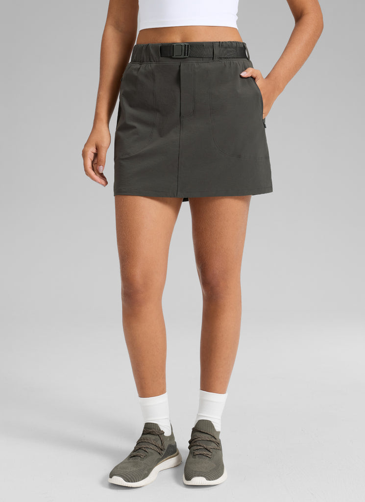 CRZ YOGA Women's Hiking High Rise Pocket Skirt 14.5'' Arbor Olive