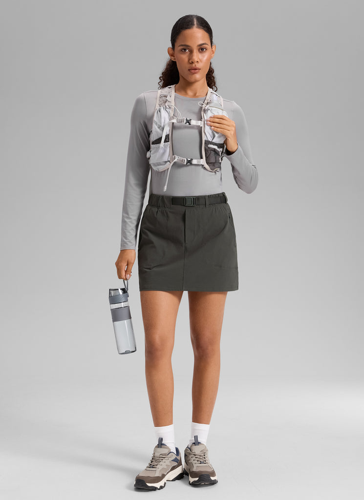 CRZ YOGA Women's Hiking High Rise Pocket Skirt 14.5'' Arbor Olive