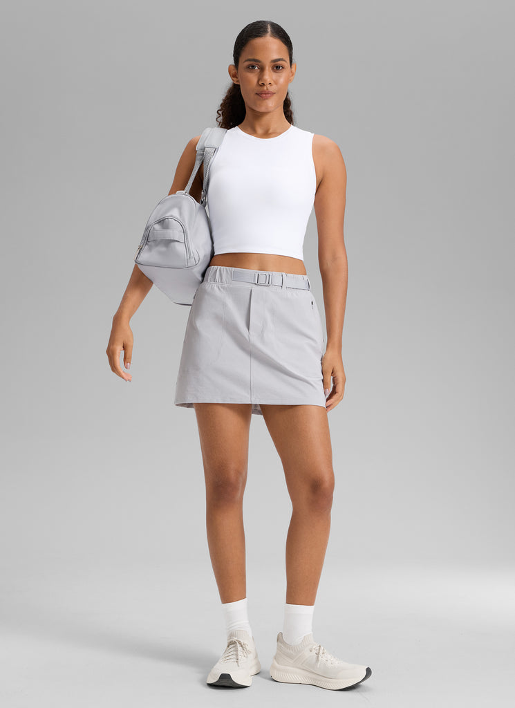 CRZ YOGA Women's Hiking High Rise Pocket Skirt 14.5'' Platinum Grey