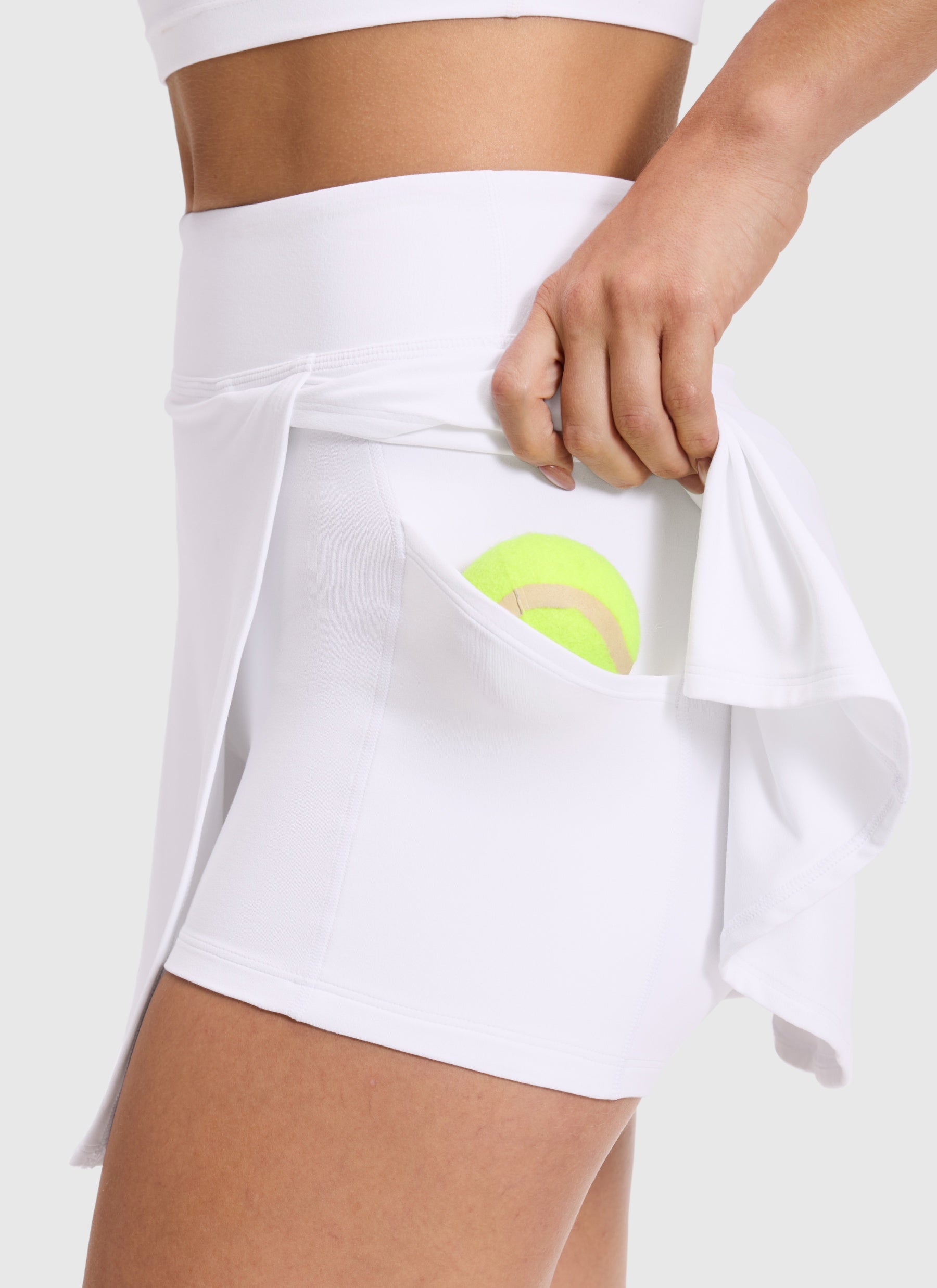 CRZ YOGA Women's Butterlift Golf High Rise A Line Side Slit Skirt 14'' White @model_info:Aline