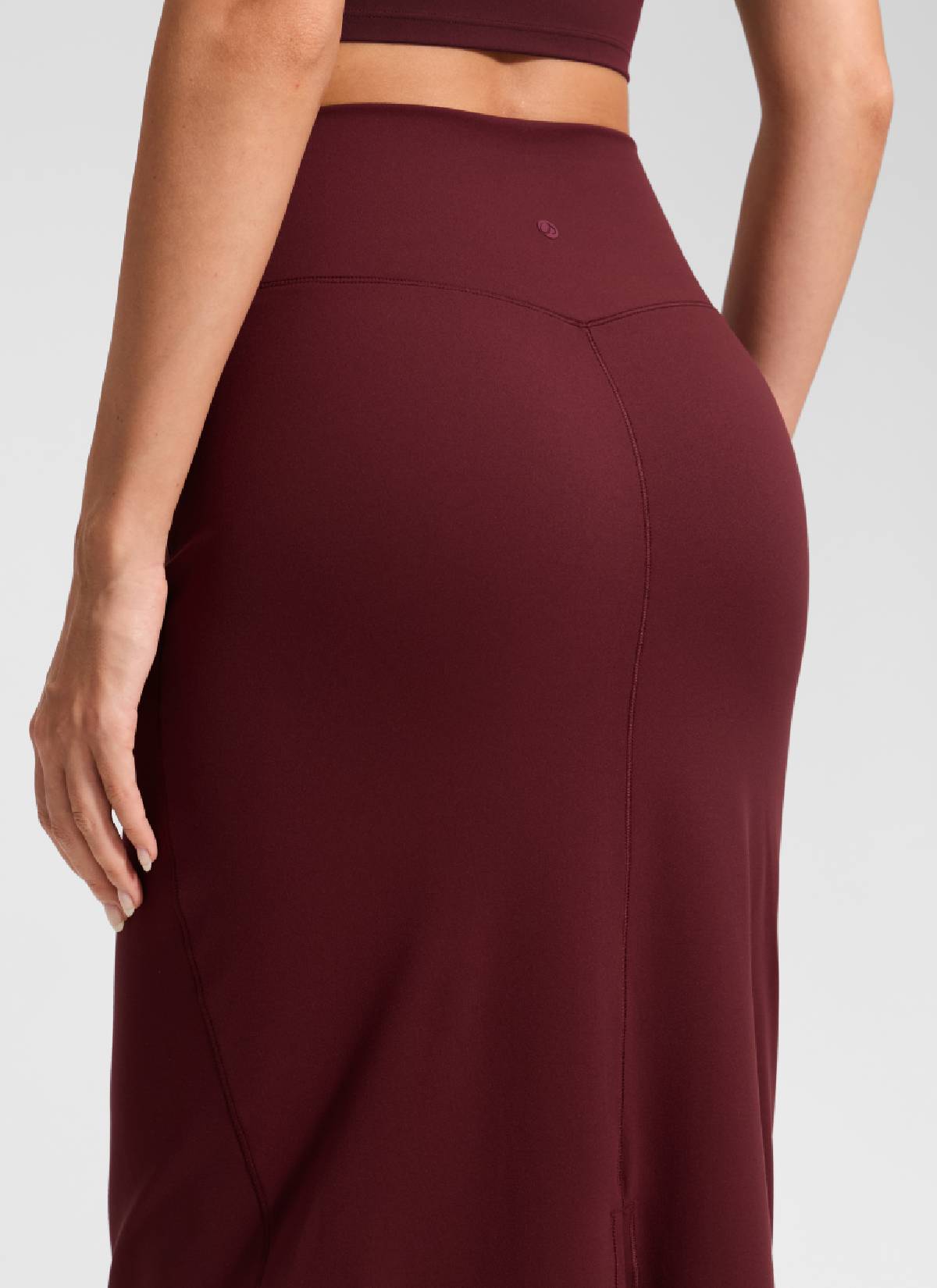 CRZ YOGA Women's Butterlift High Rise Slim Fit Maxi Pencil Skirt Red Merlot @model_info:Anna