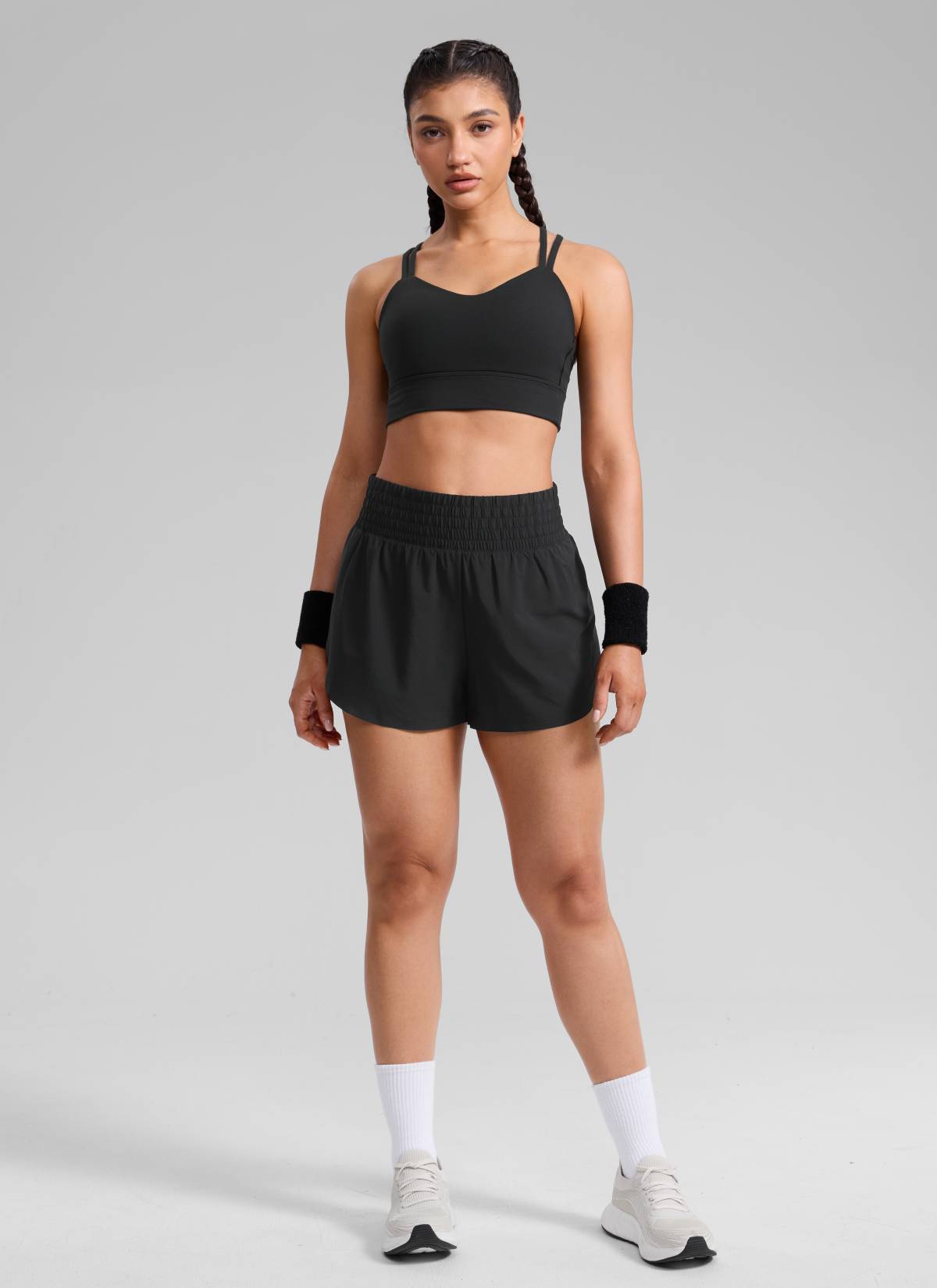 CRZ YOGA Women's Feathery-Fit Soft Running High Split Shorts 2.5