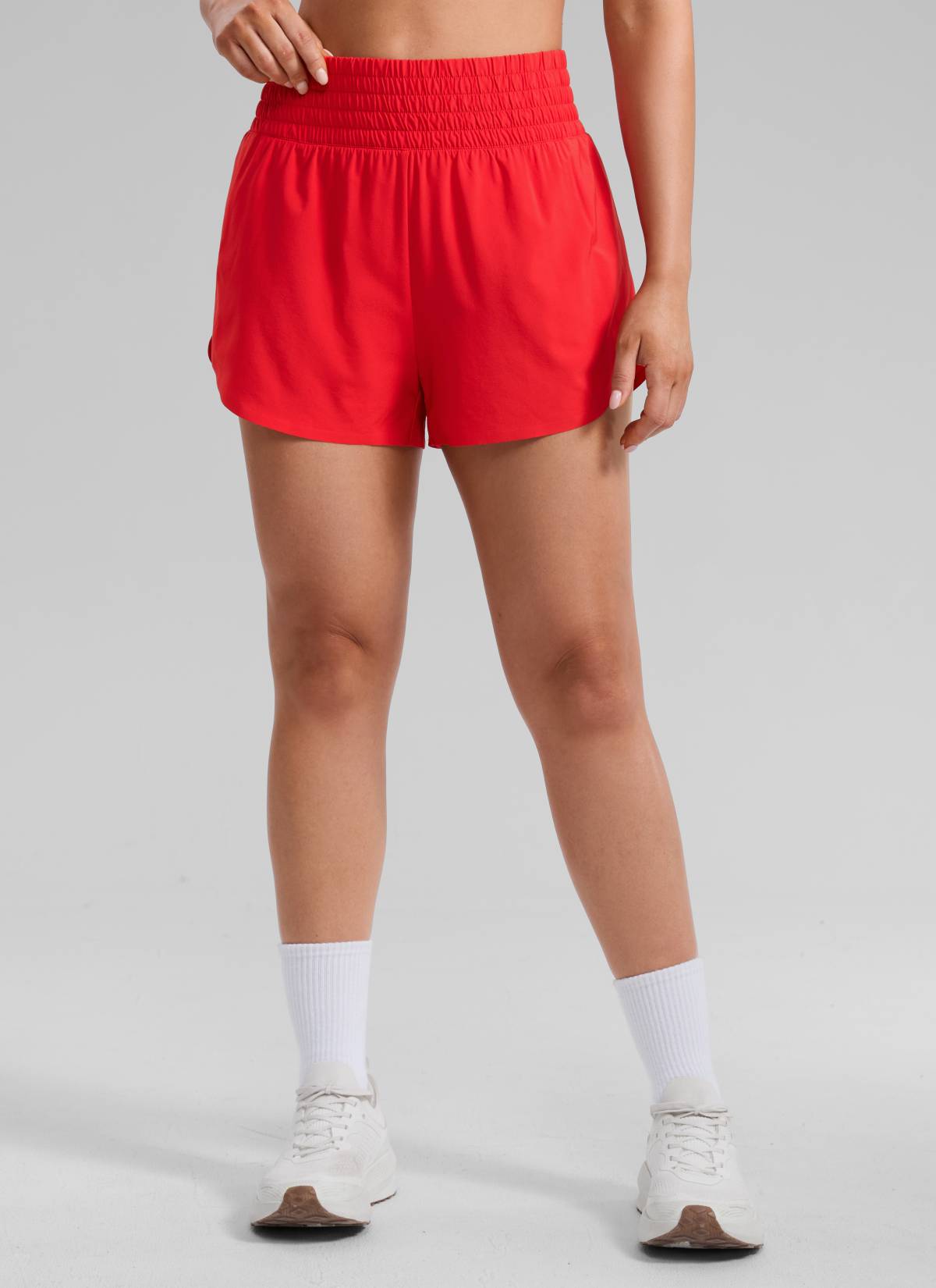 CRZ YOGA Women's Feathery-Fit Soft Running High Split Shorts 2.5