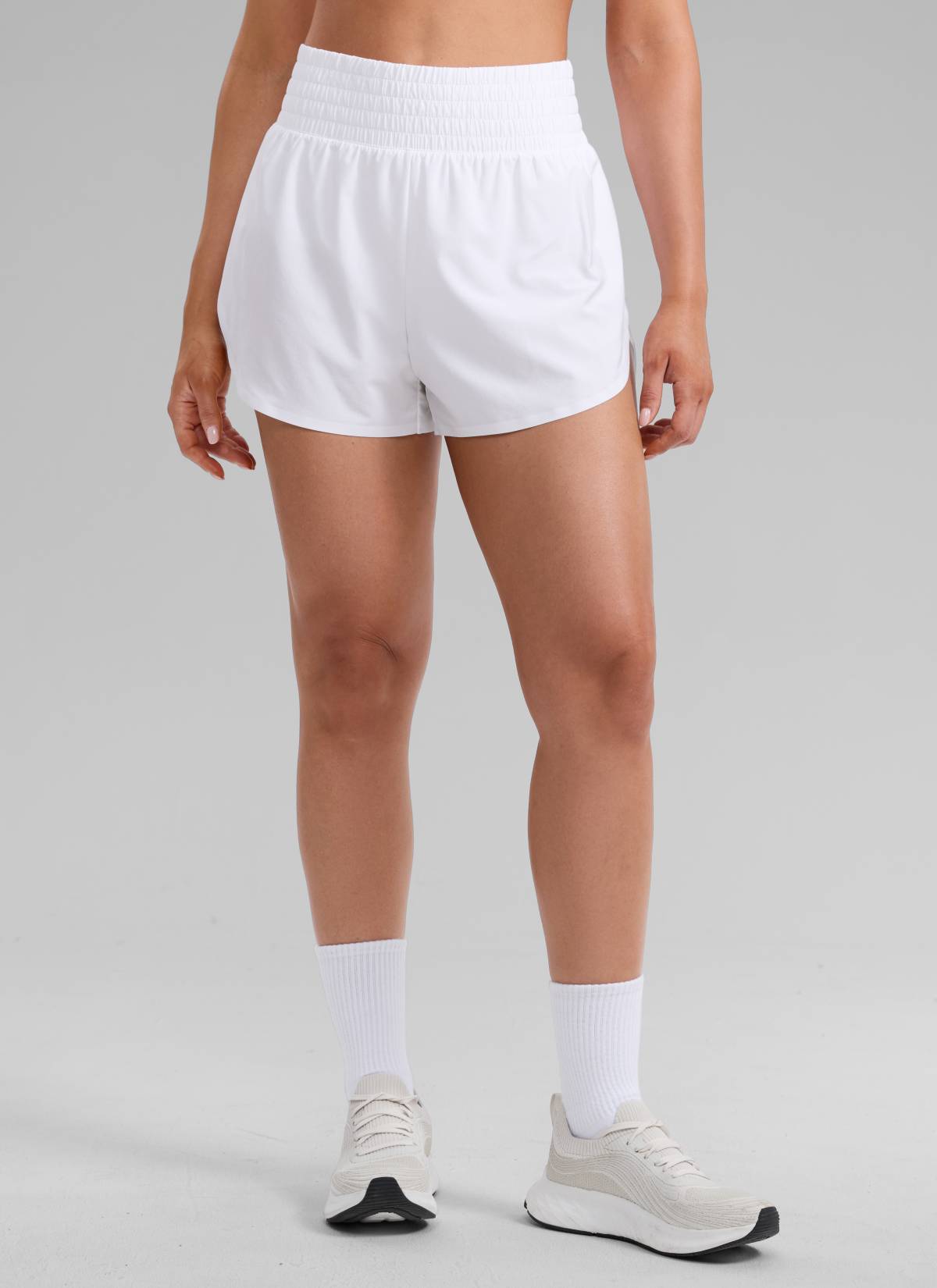 CRZ YOGA Women's Feathery-Fit Soft Running High Split Shorts 2.5