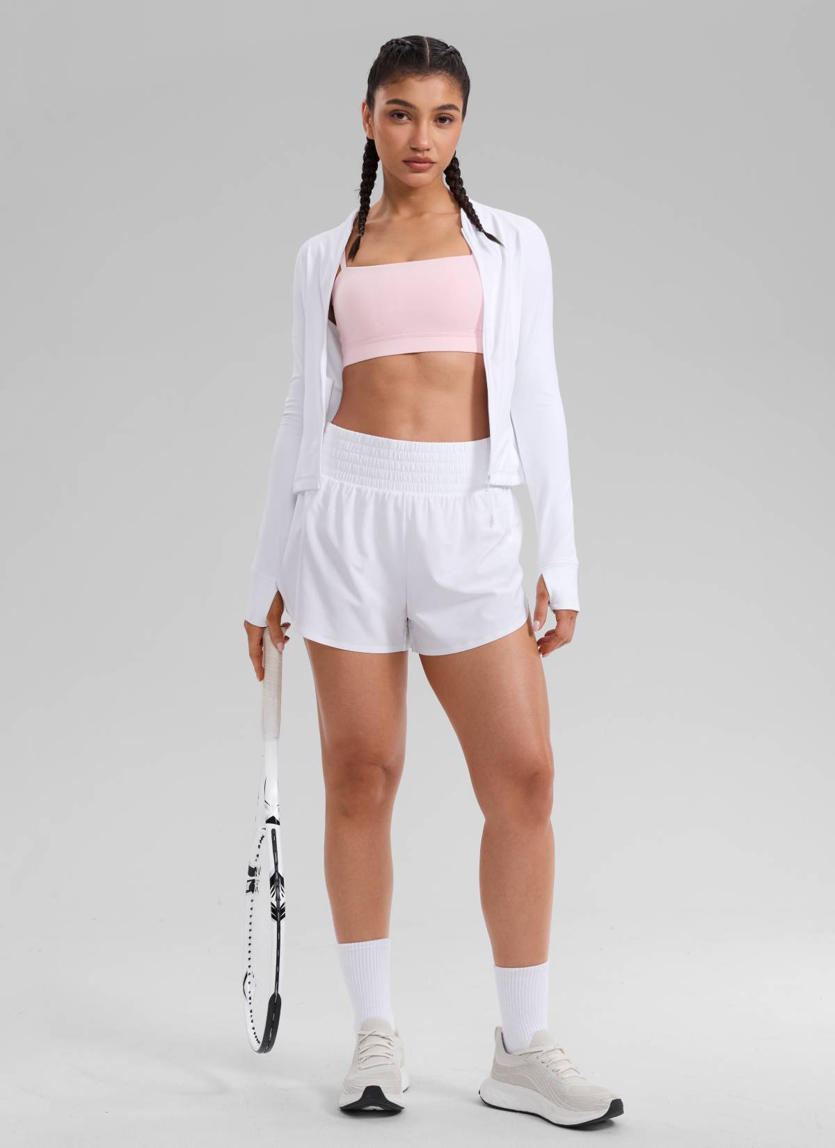 CRZ YOGA Women's Feathery-Fit Soft Running High Split Shorts 2.5