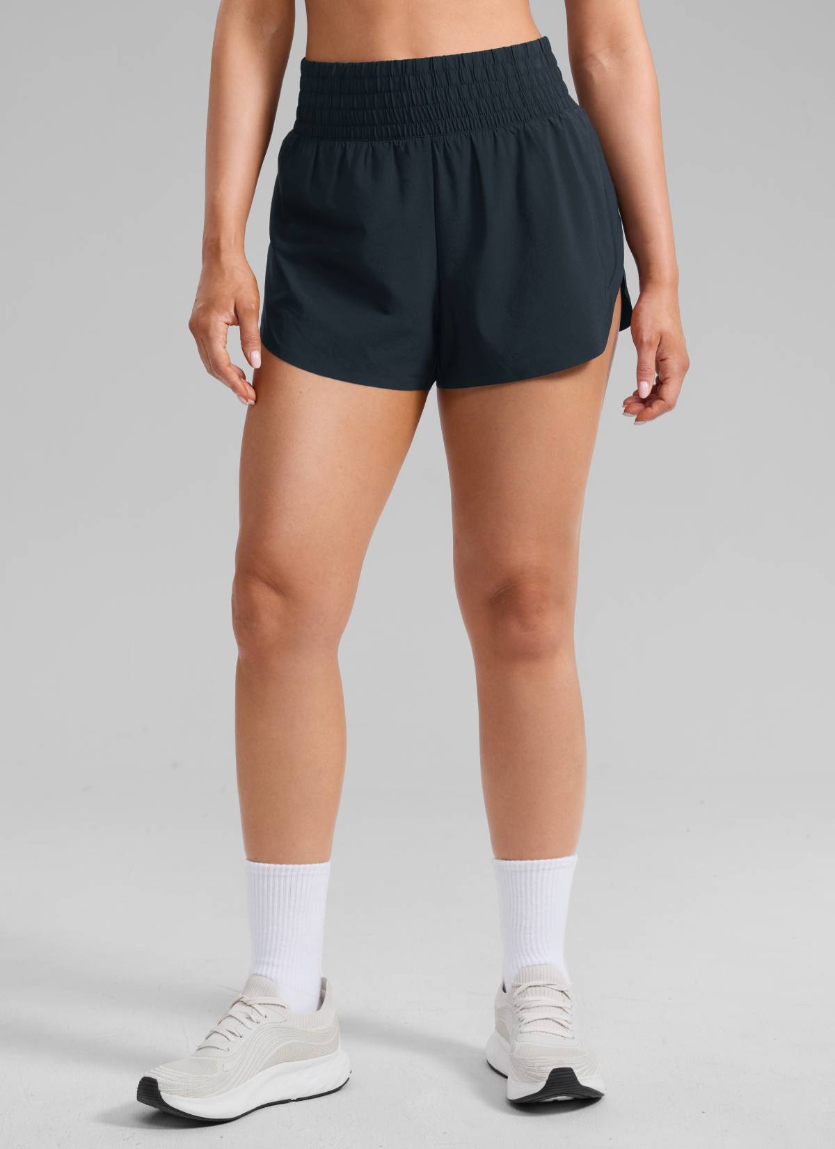CRZ YOGA Women's Feathery-Fit Soft Running High Split Shorts 2.5
