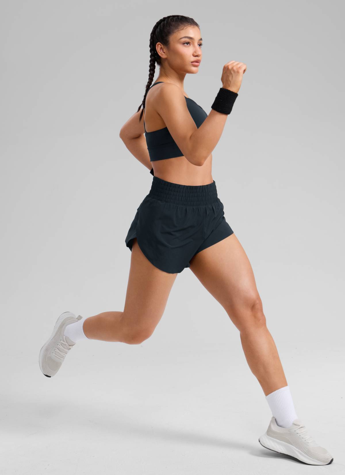 CRZ YOGA Women's Feathery-Fit Soft Running High Split Shorts 2.5