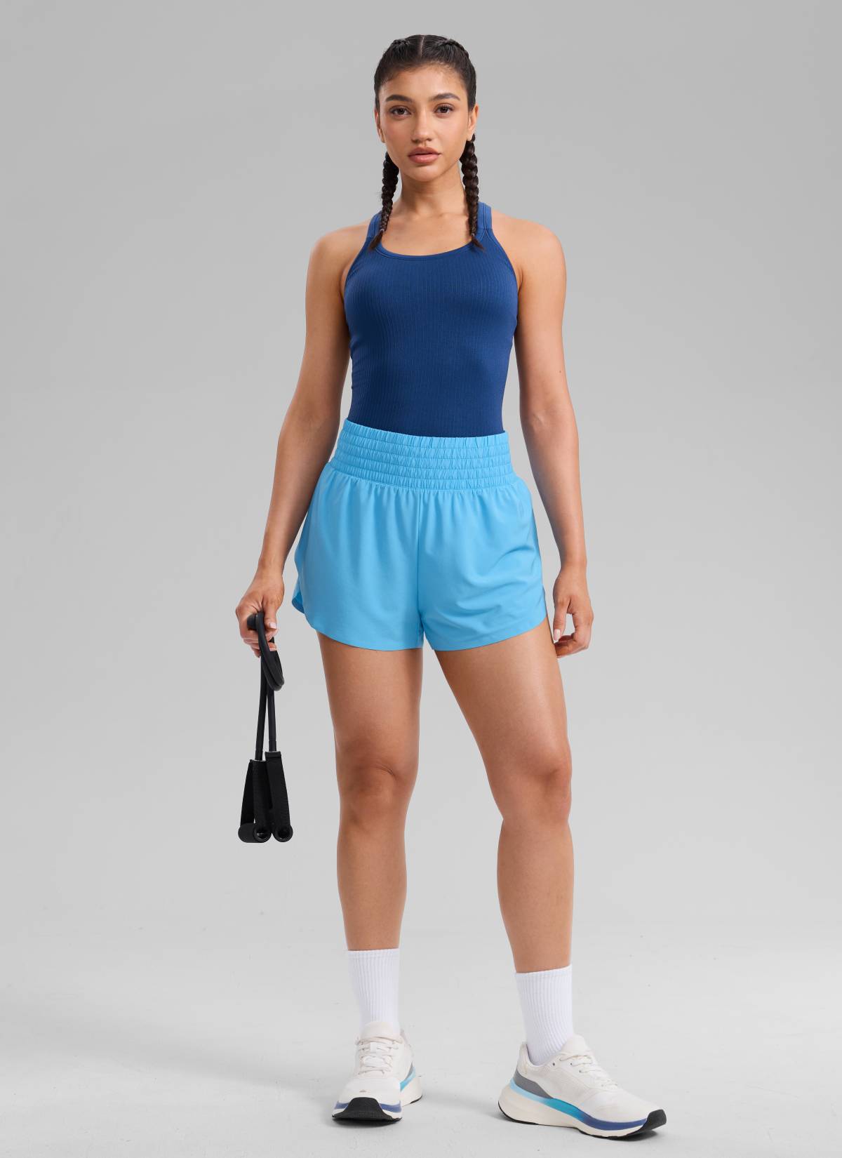 CRZ YOGA Women's Feathery-Fit Soft Running High Split Shorts 2.5