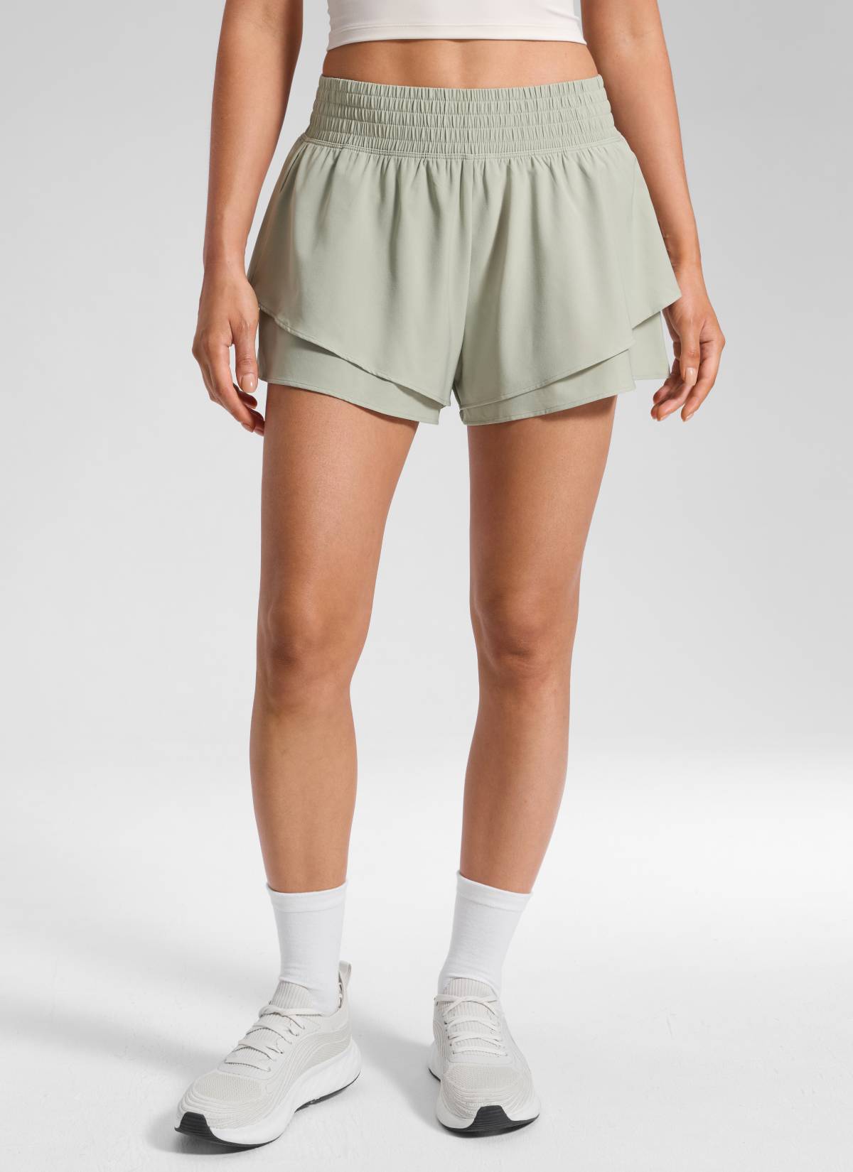 CRZ YOGA Women's Feathery-Fit Drapey Tennis High Rise Flowy Short 2.5