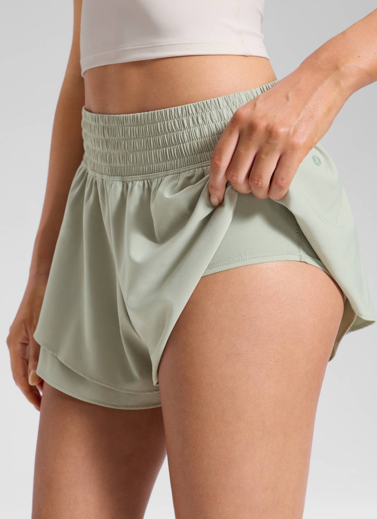 CRZ YOGA Women's Feathery-Fit Drapey Tennis High Rise Flowy Short 2.5