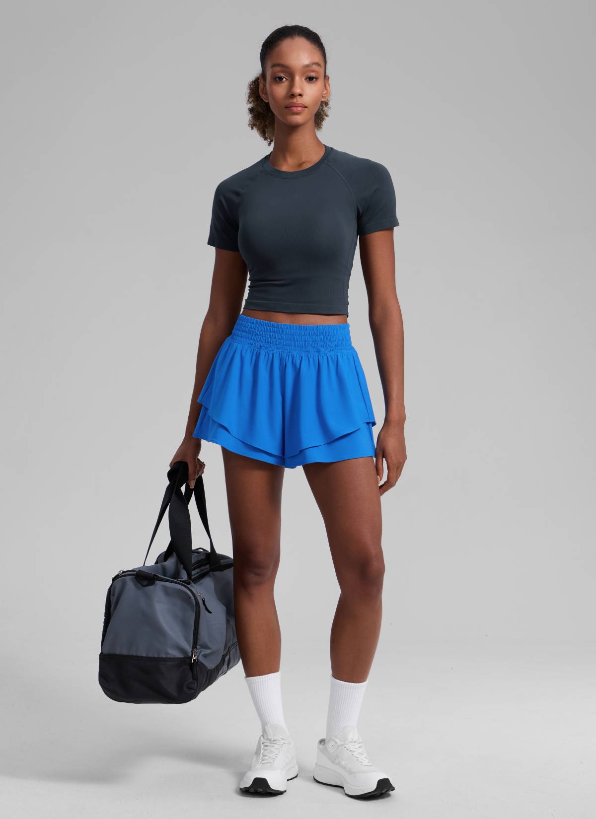 CRZ YOGA Women's Feathery-Fit Drapey Tennis High Rise Flowy Short 2.5