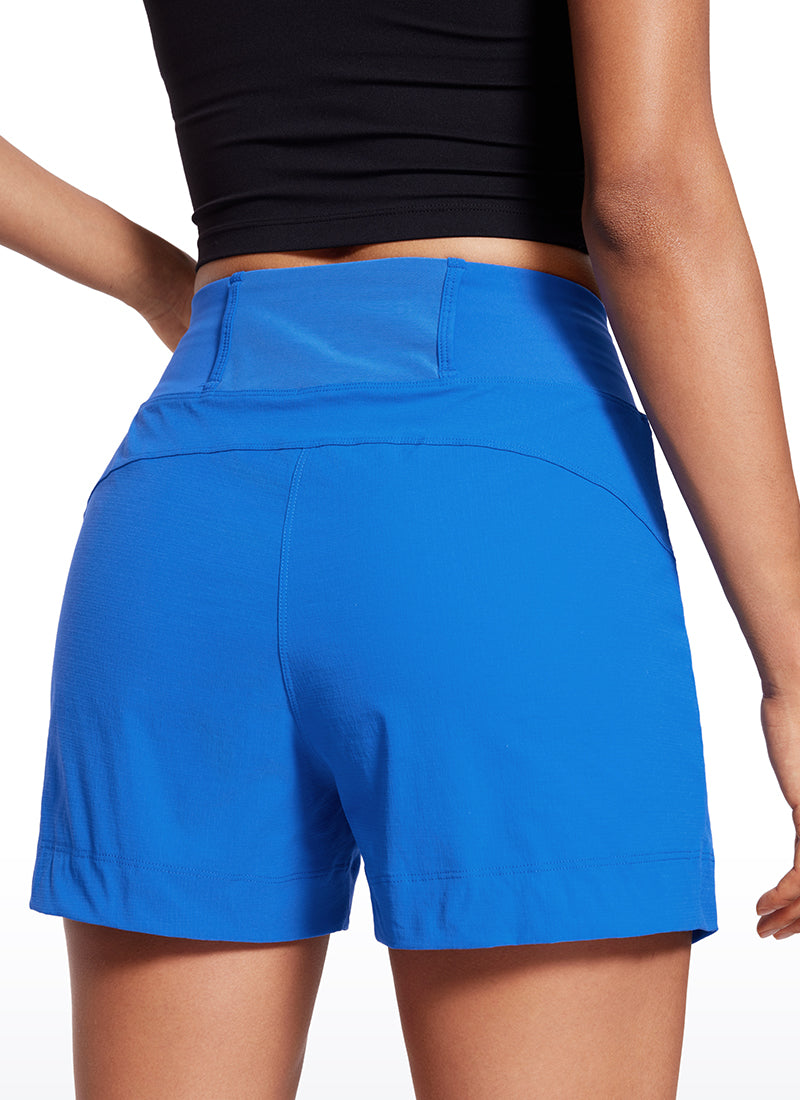 CRZ YOGA Women's Hiking Ripstop Mid-Rise Hiking Shorts Zip Pockets 4'' Sparkle Blue