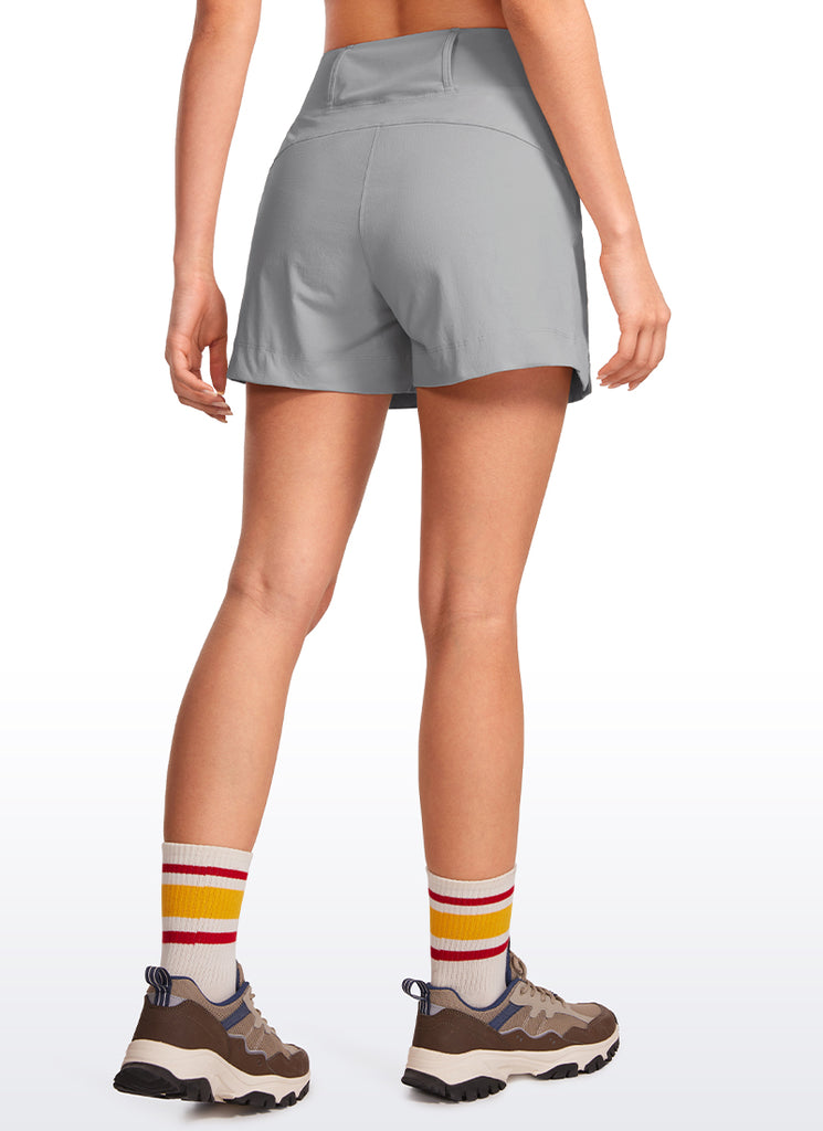 CRZ YOGA Women's Hiking Ripstop Mid-Rise Hiking Shorts Zip Pockets 4'' Granita Pink