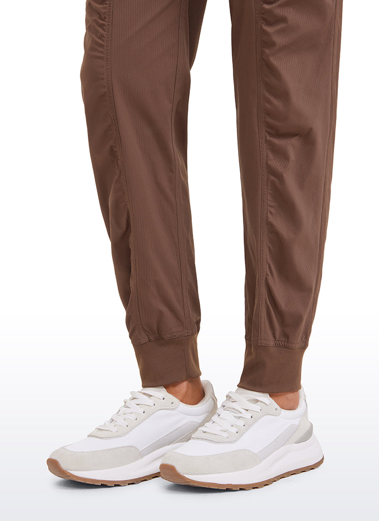 CRZ YOGA Women's Travel Classic Fit Striped Joggers 28'' Ruched Coffee Brown