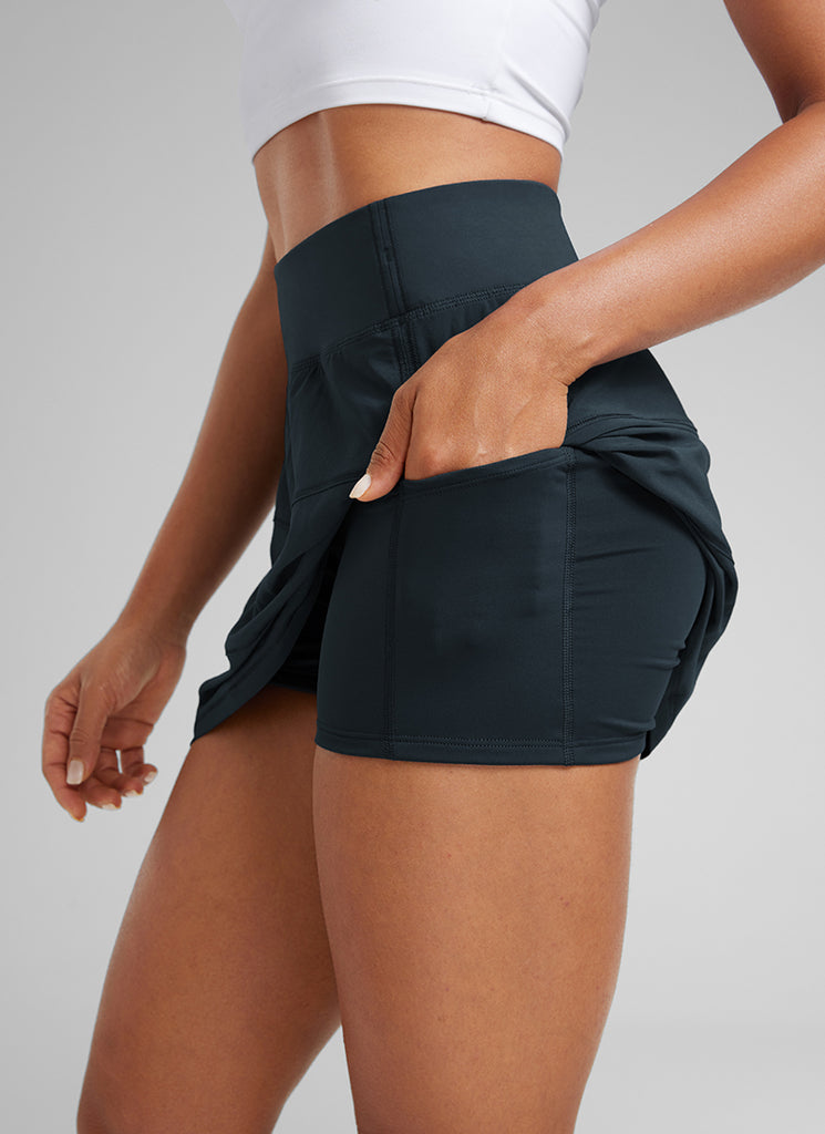 CRZ YOGA Women's Tennis Skort Feathery-Fit High Rise Tennis Skirt 14'' True Navy