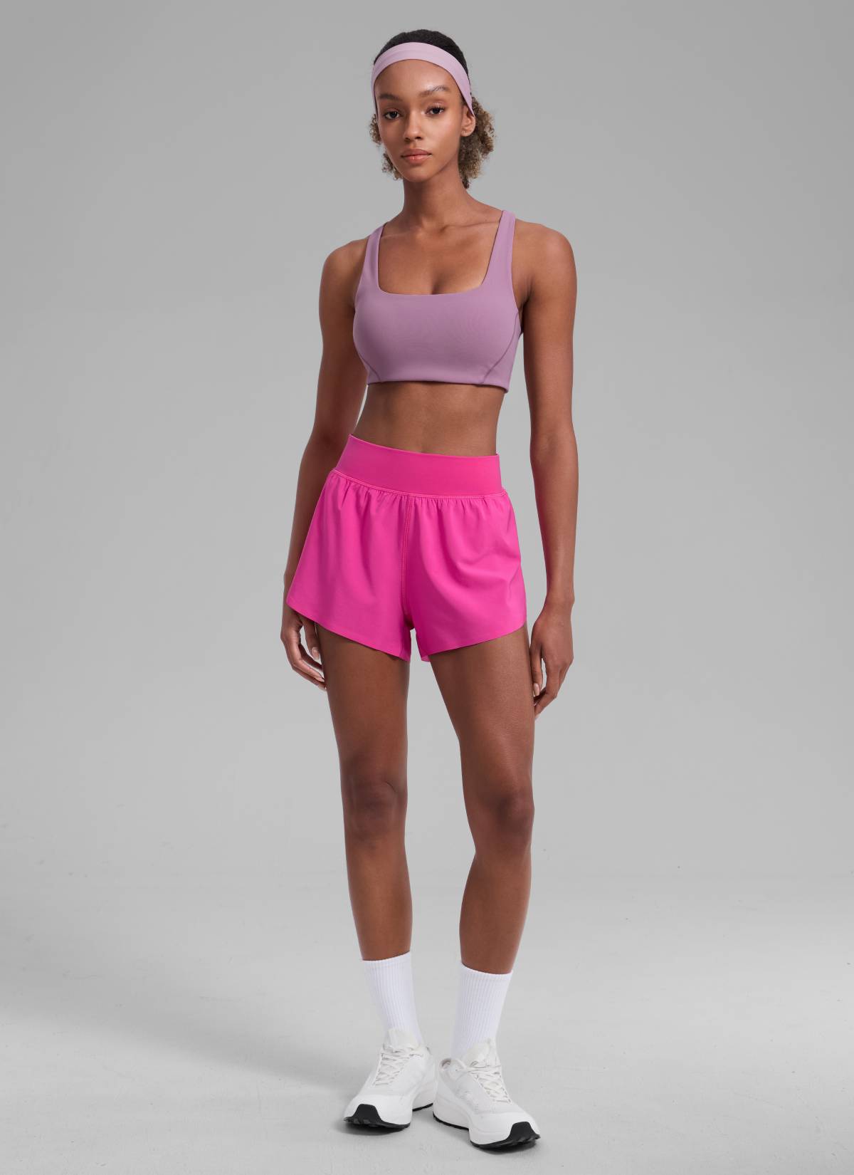 CRZ YOGA Women's Running High Rise Mesh Lined Shorts 3'' Workout Short Hibiscus Purple