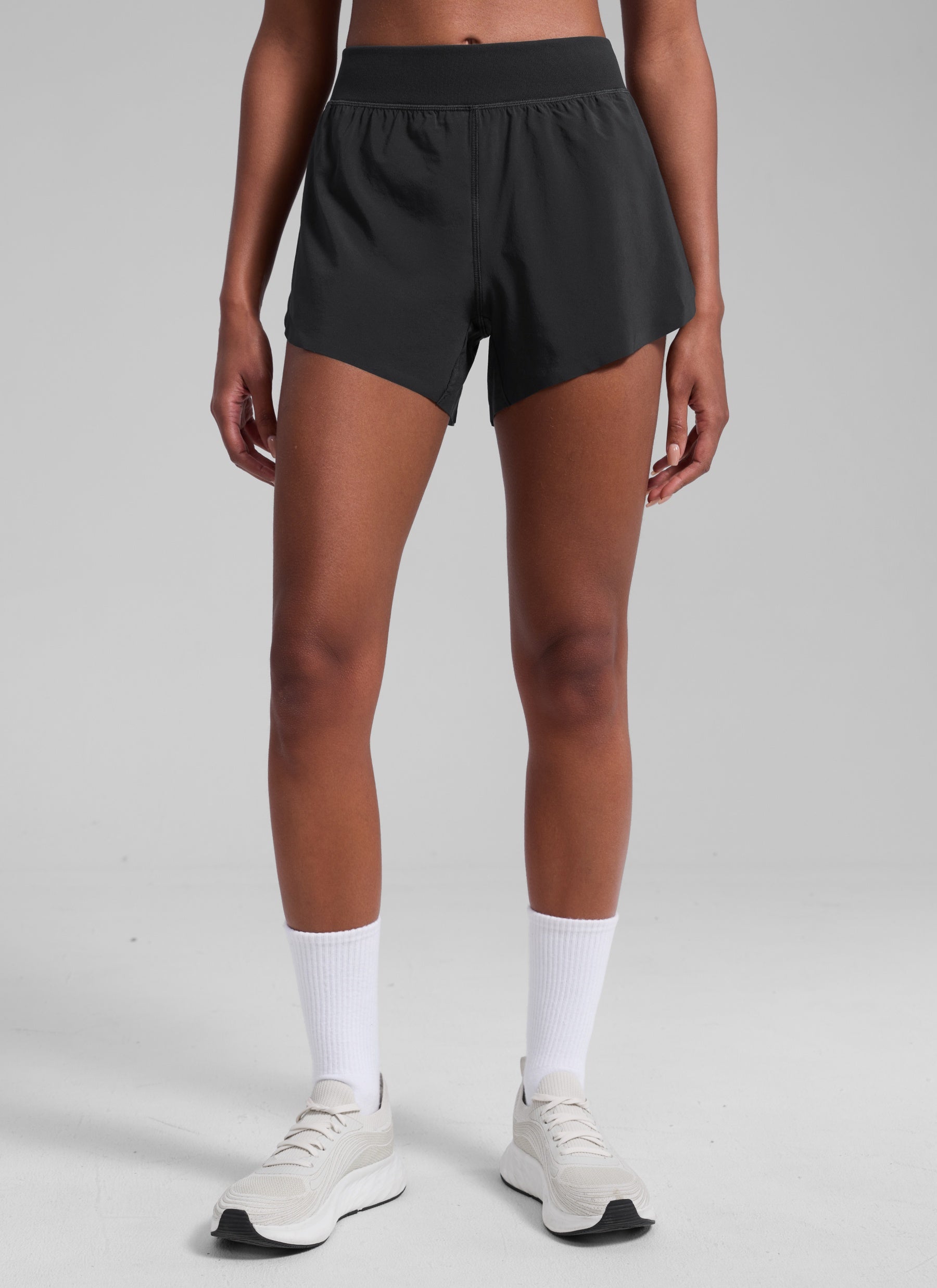 CRZ YOGA Women's Running High Waisted Mesh Lined Shorts Workout Shorts Black