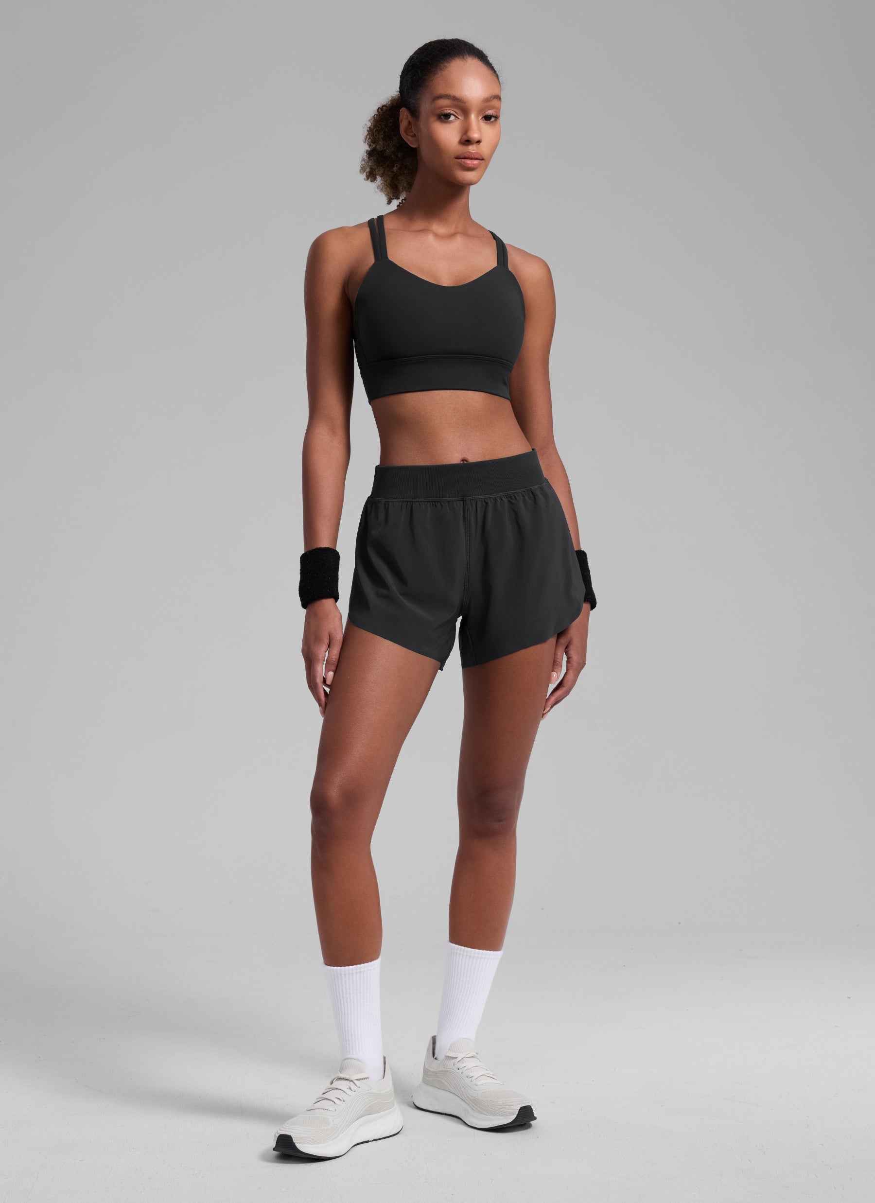 CRZ YOGA Women's Running High Waisted Mesh Lined Shorts Workout Shorts Black