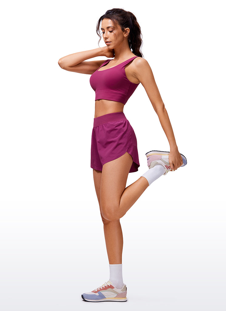 CRZ YOGA Women's Running High Waisted Mesh Lined Shorts Workout Shorts Magenta Purple