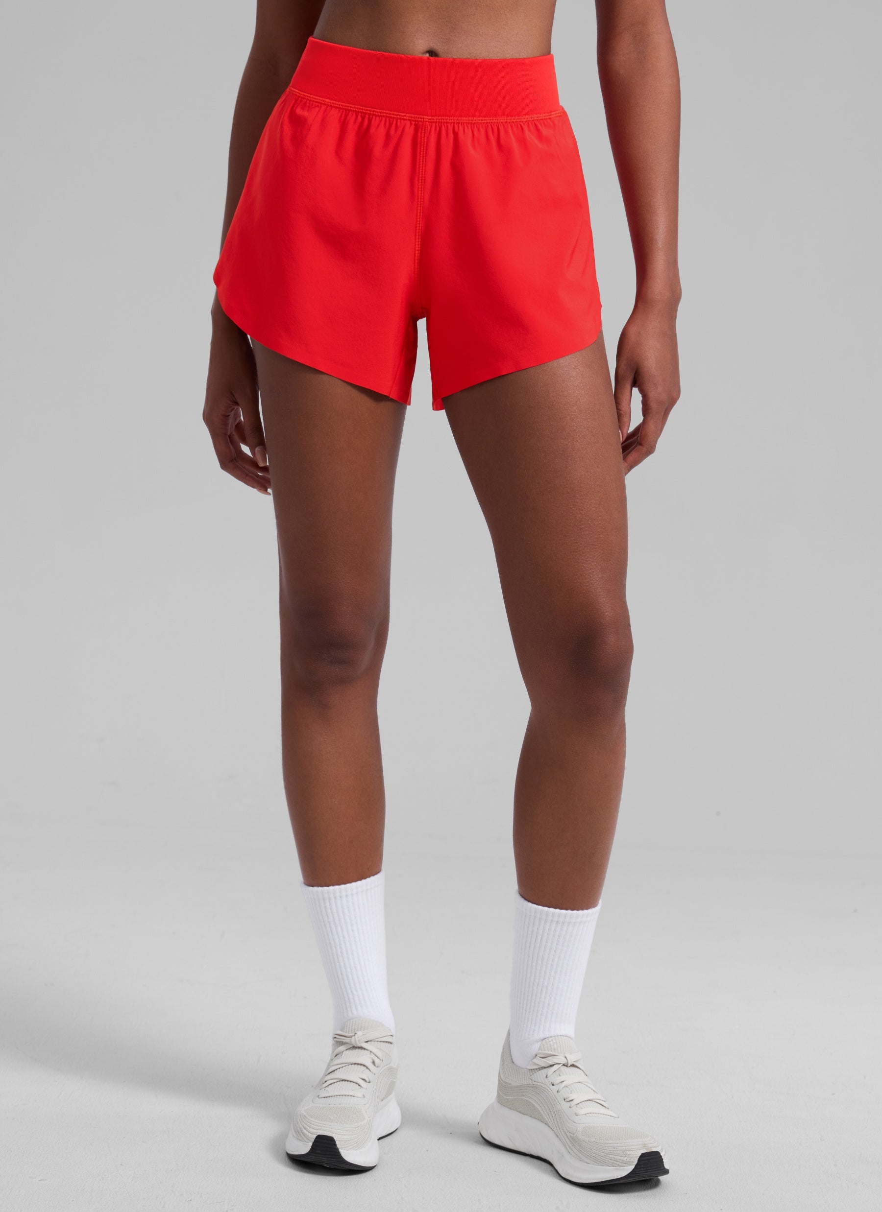 CRZ YOGA Women's Running High Waisted Mesh Lined Shorts Workout Shorts Deep Red
