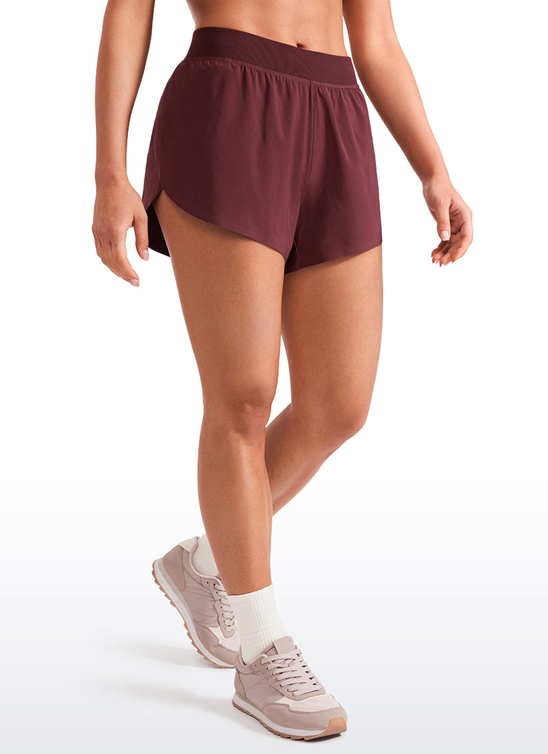 CRZ YOGA Women's Running High Waisted Mesh Lined Shorts Workout Shorts Red Merlot