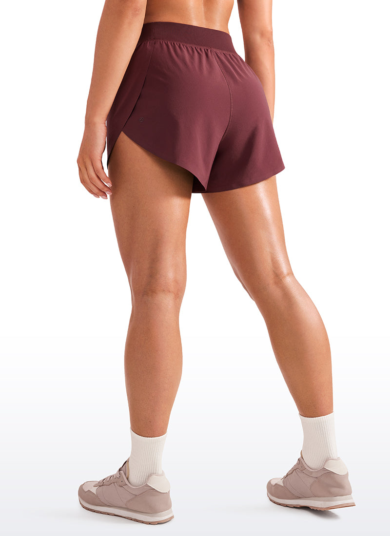 CRZ YOGA Women's Running High Waisted Mesh Lined Shorts Workout Shorts Red Merlot
