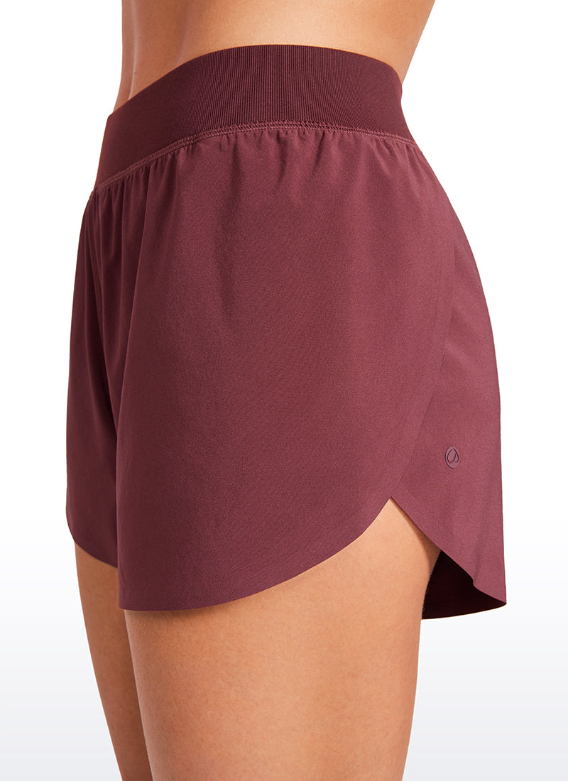 CRZ YOGA Women's Running High Waisted Mesh Lined Shorts Workout Shorts Red Merlot @model_info:Gabri