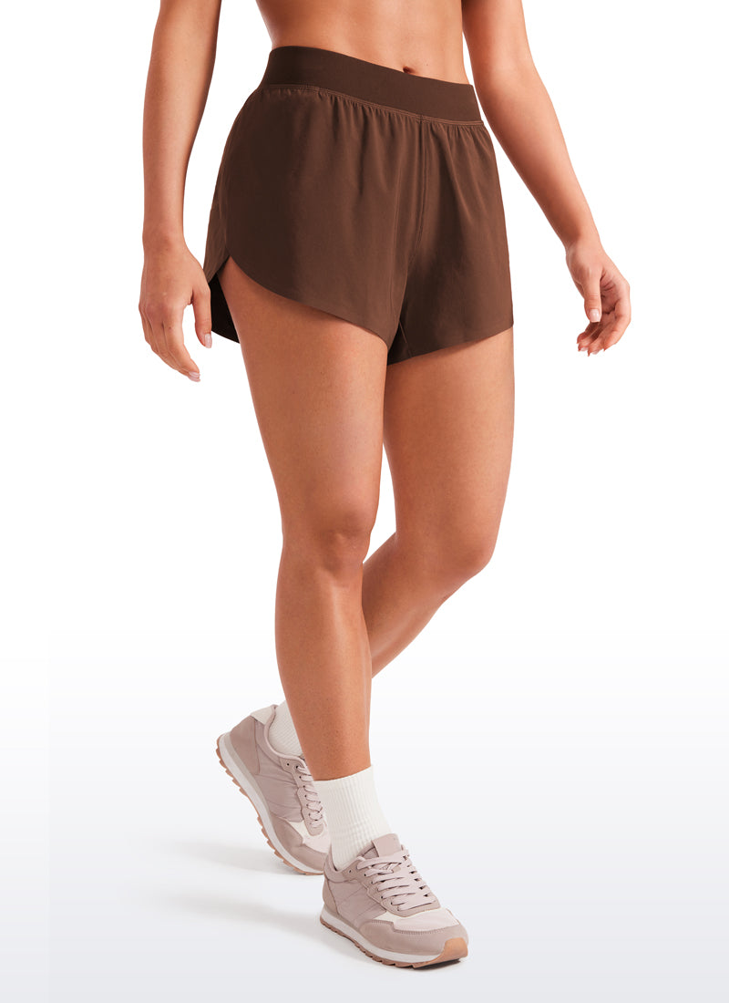 CRZ YOGA Women's Running High Waisted Mesh Lined Shorts Workout Shorts Coffee Brown