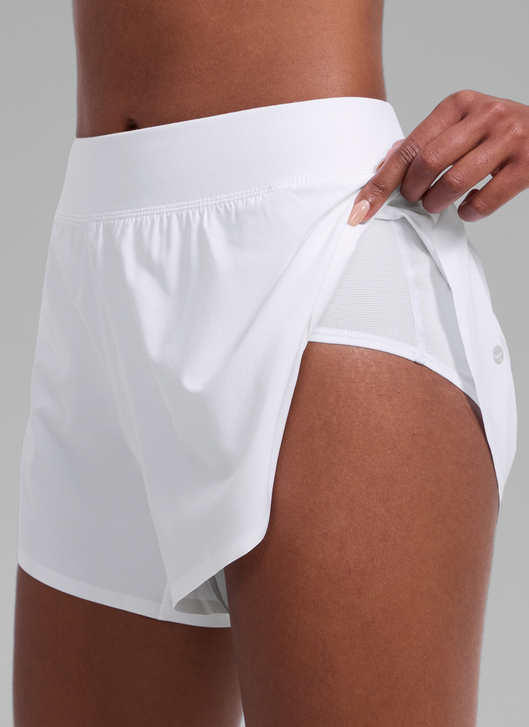 CRZ YOGA Women's Running High Waisted Mesh Lined Shorts Workout Shorts White