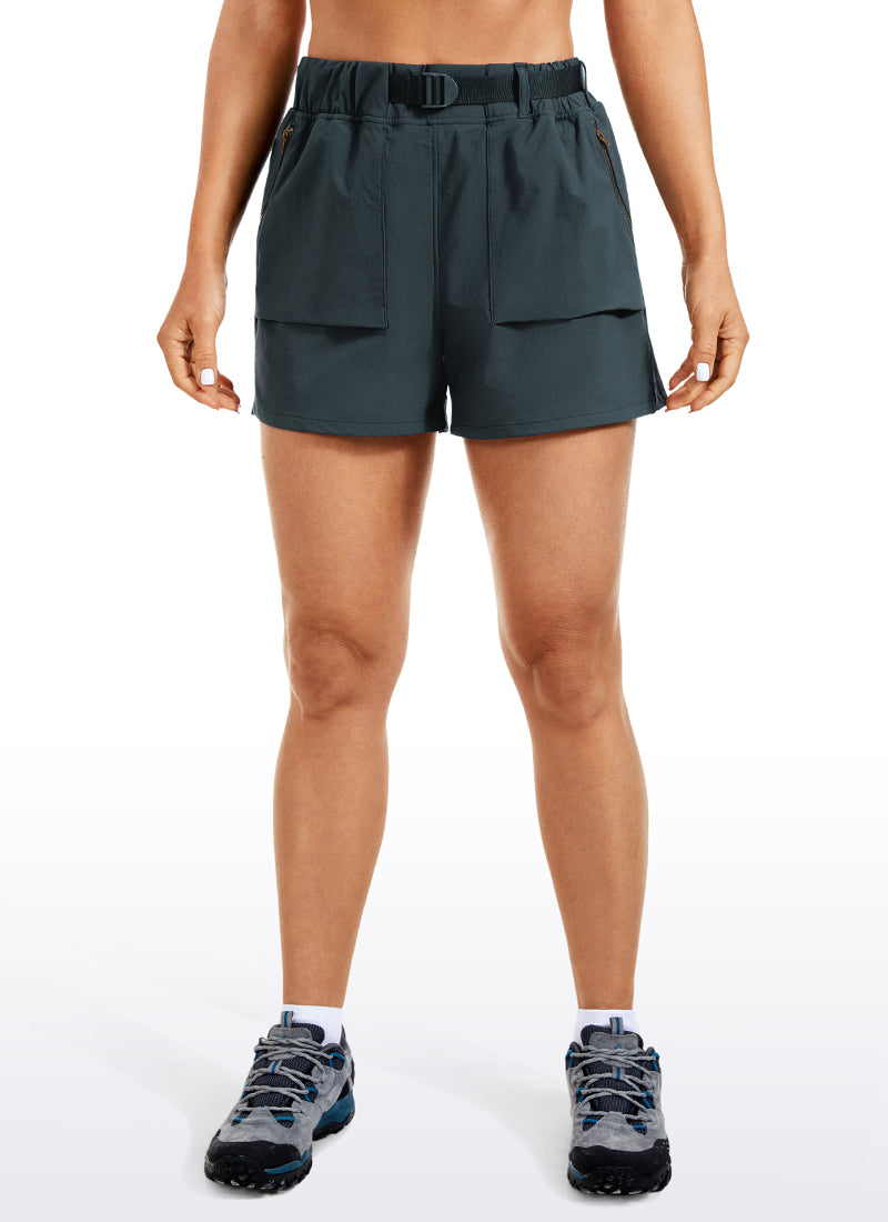 CRZ YOGA Women's Hiking Waterproof Hiking Shorts with Belt 3'' Melanite