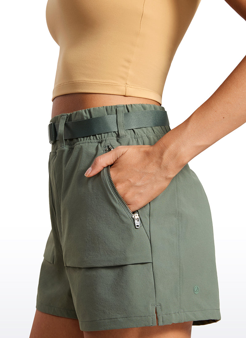 CRZ YOGA Women's Hiking Waterproof Hiking Shorts with Belt 3'' Grey Sage