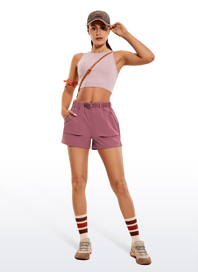 CRZ YOGA Women's Hiking Waterproof Hiking Shorts with Belt 3'' Misty Merlot
