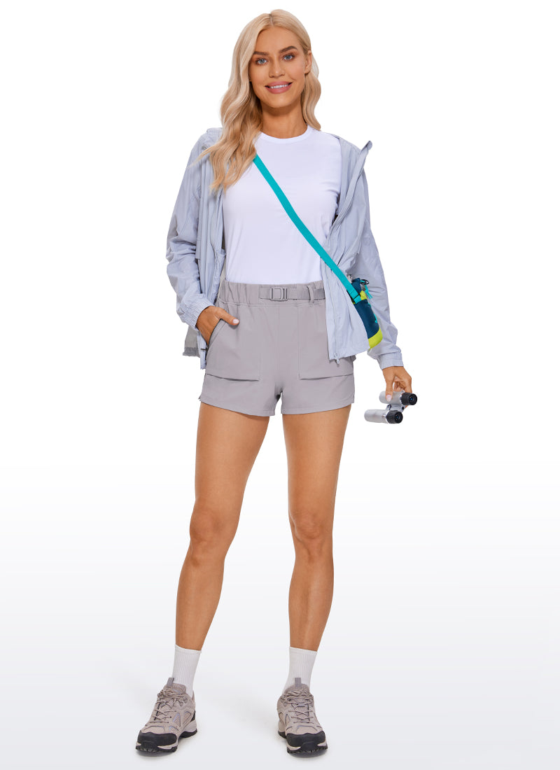 CRZ YOGA Women's Hiking Waterproof Hiking Shorts with Belt 3'' Gull Gray