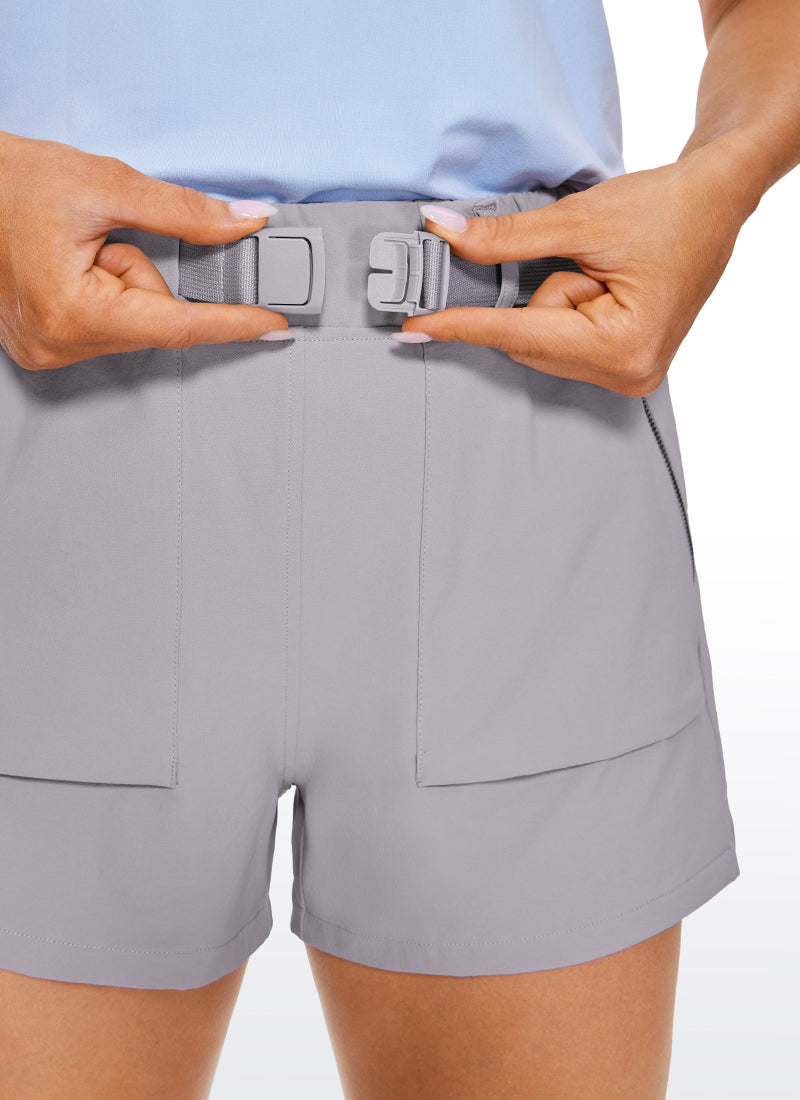 CRZ YOGA Women's Hiking Waterproof Hiking Shorts with Belt 3'' Gull Gray
