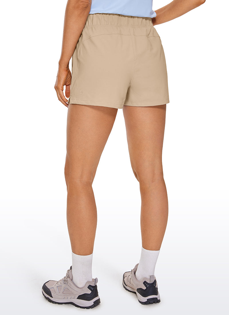 CRZ YOGA Women's Hiking Waterproof Hiking Shorts with Belt 3'' Ivory Cream