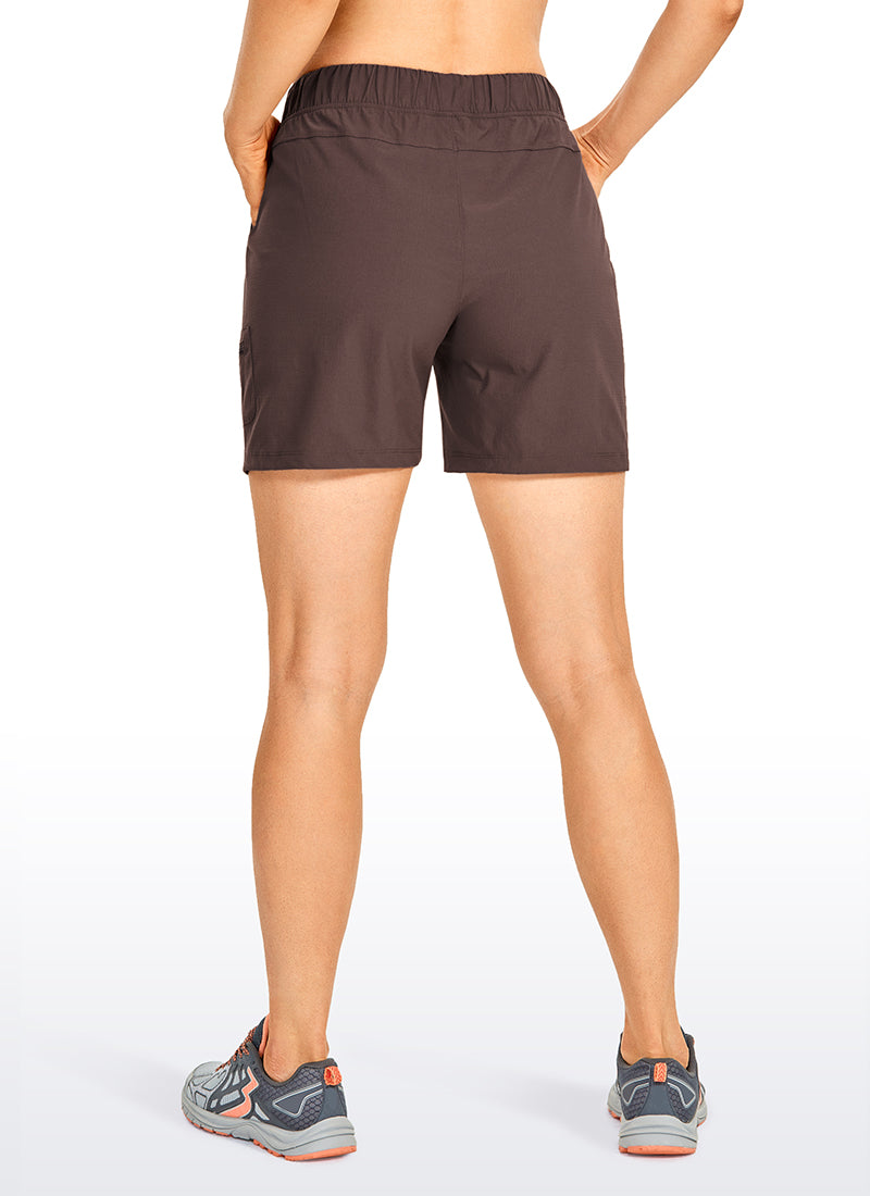 CRZ YOGA Women's Hiking Ripstop Mid-Rise Shorts Removable Belt 6'' Brown Rock