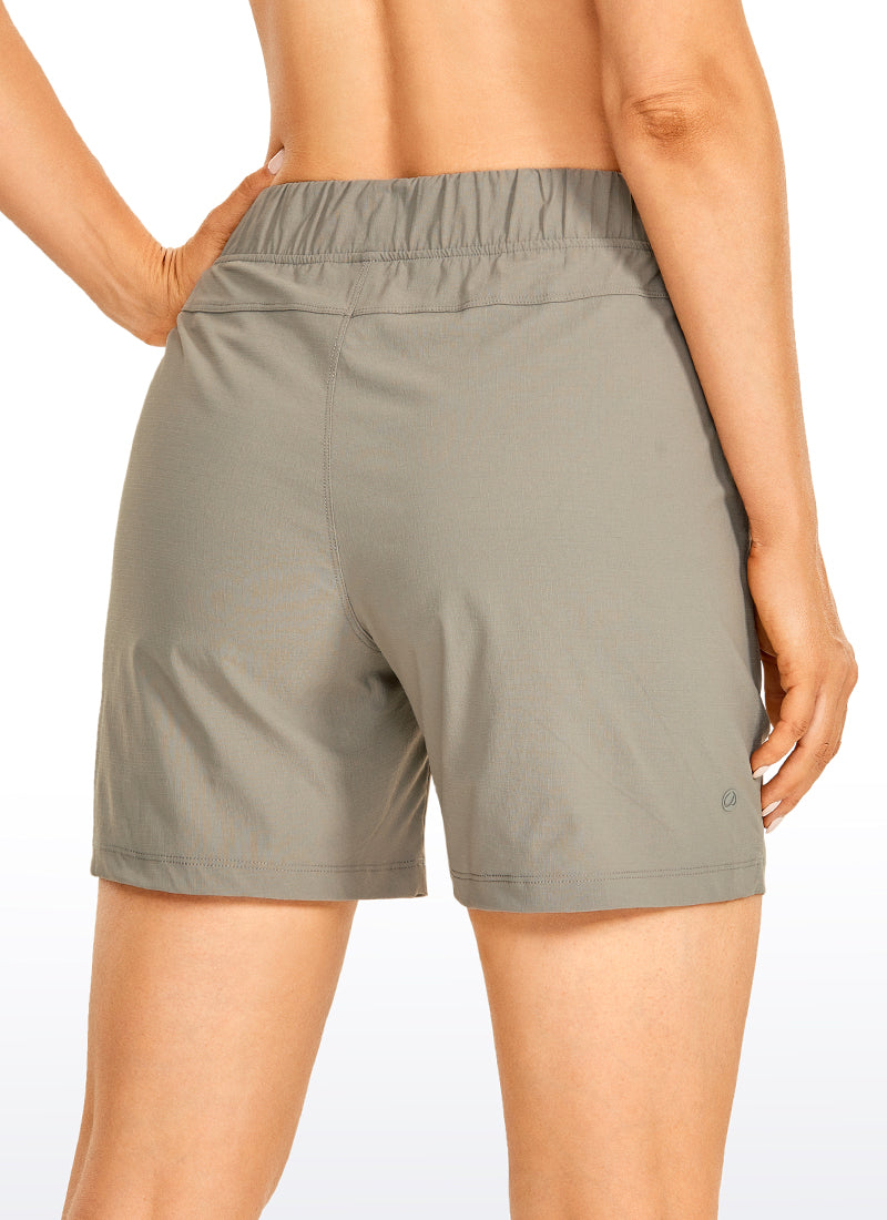 CRZ YOGA Women's Hiking Ripstop Mid-Rise Shorts Removable Belt 6'' Cliff Ash