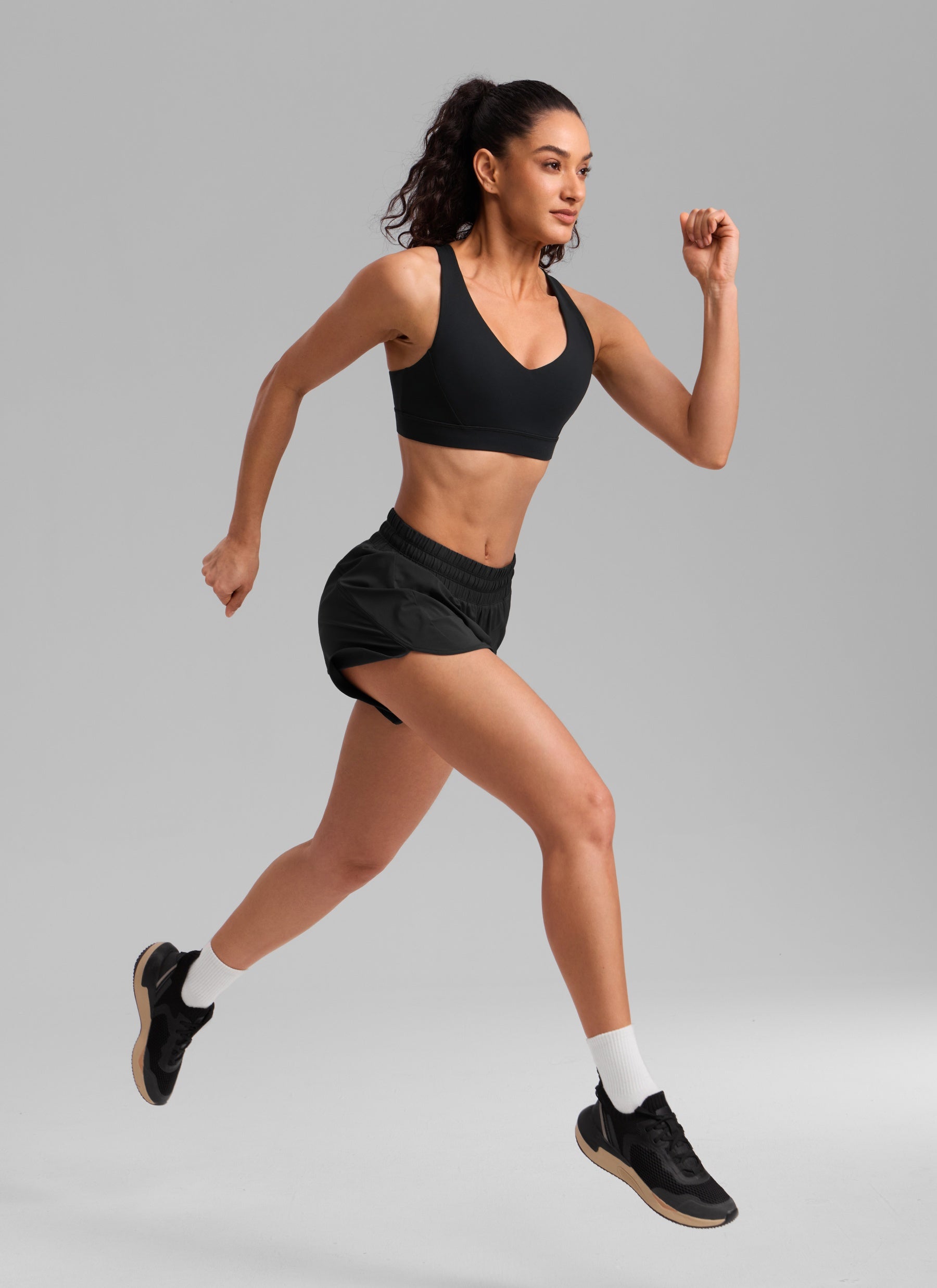 CRZ YOGA Women's Running Mid Rise Feathery-Fit Mesh Liner Shorts 5'' Black