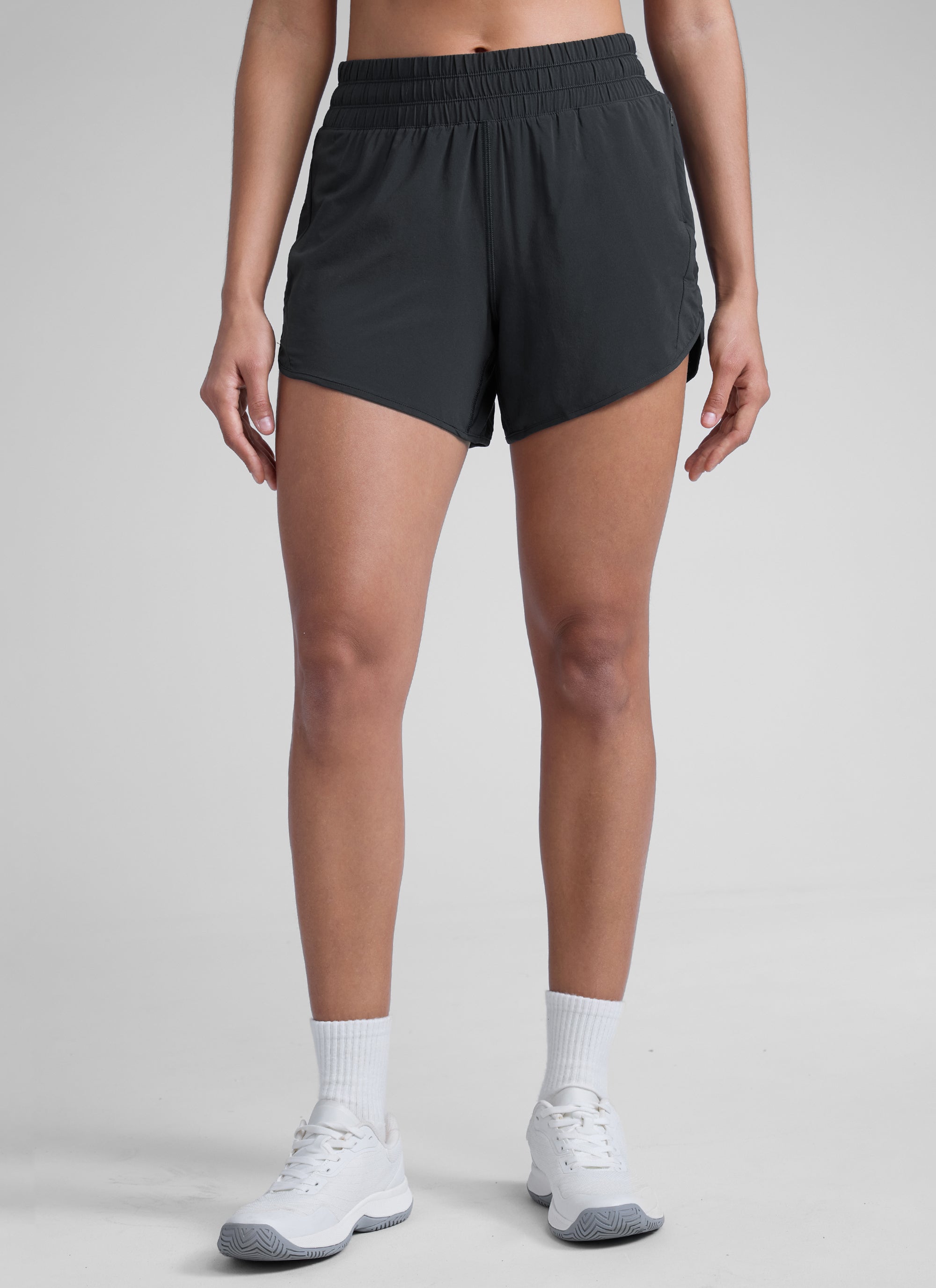CRZ YOGA Women's Running Mid Rise Feathery-Fit Mesh Liner Shorts 5'' Graphite Grey