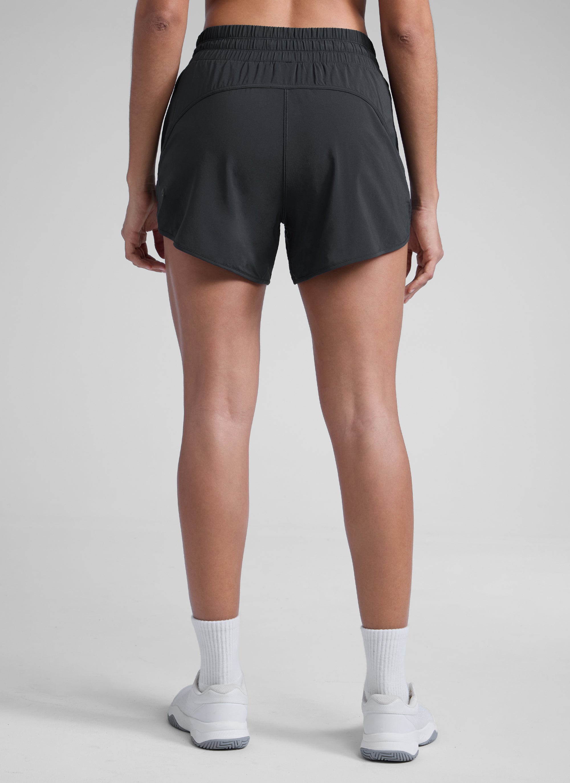 CRZ YOGA Women's Running Mid Rise Feathery-Fit Mesh Liner Shorts 5'' Graphite Grey