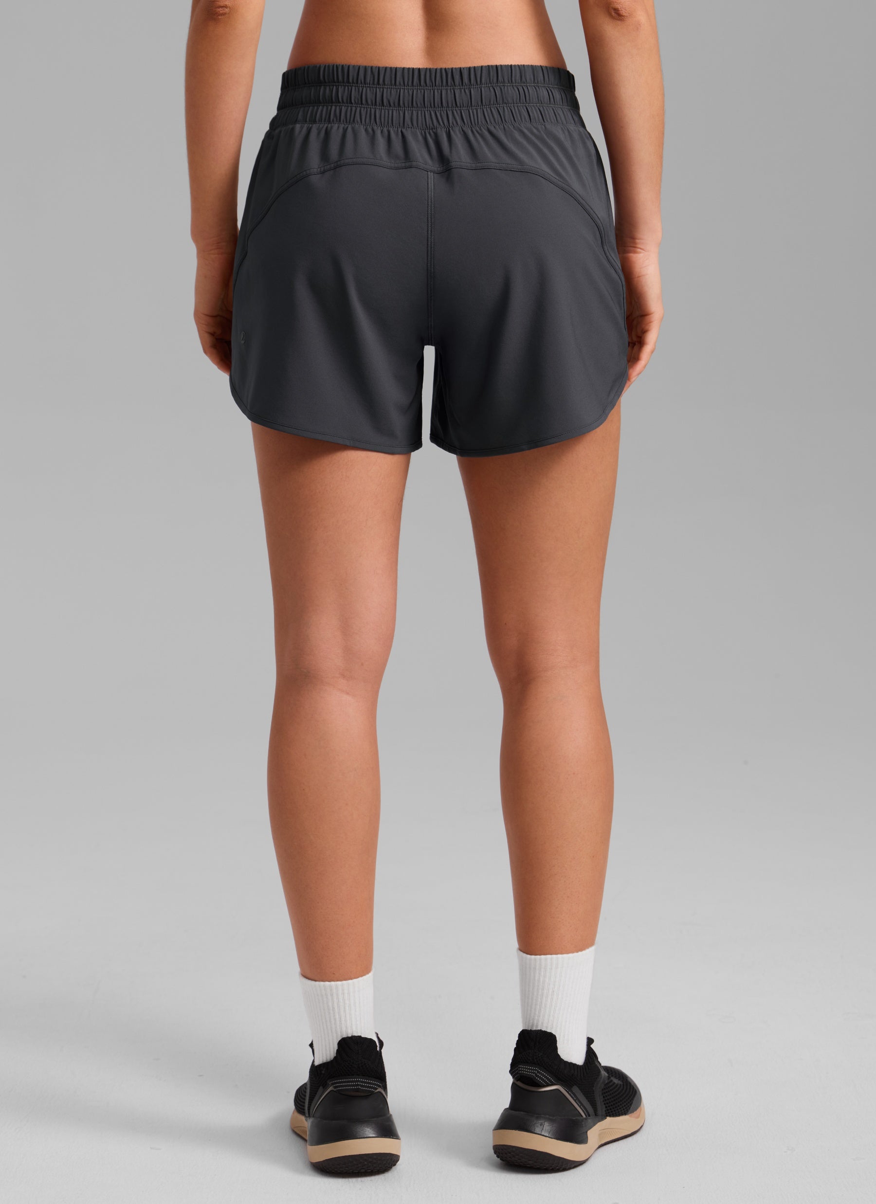 CRZ YOGA Women's Running Mid Rise Feathery-Fit Mesh Liner Shorts 5'' Graphite Grey