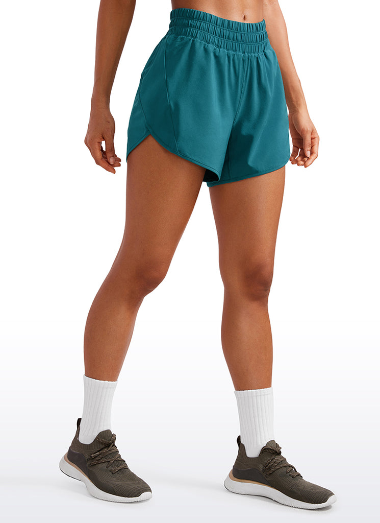 CRZ YOGA Women's Running Mid Rise Feathery-Fit Mesh Liner Shorts 5'' True Navy