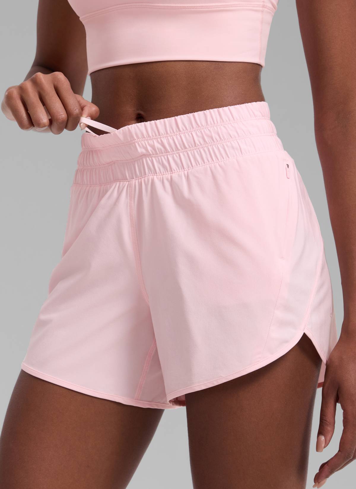 CRZ YOGA Women's Running Mid Rise Feathery-Fit Mesh Liner Shorts 5'' Strawberry Pink