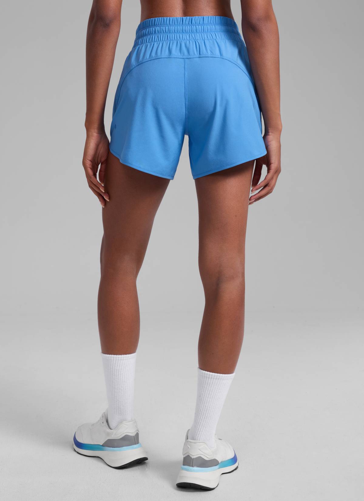 CRZ YOGA Women's Running Mid Rise Feathery-Fit Mesh Liner Shorts 5'' Party Blue