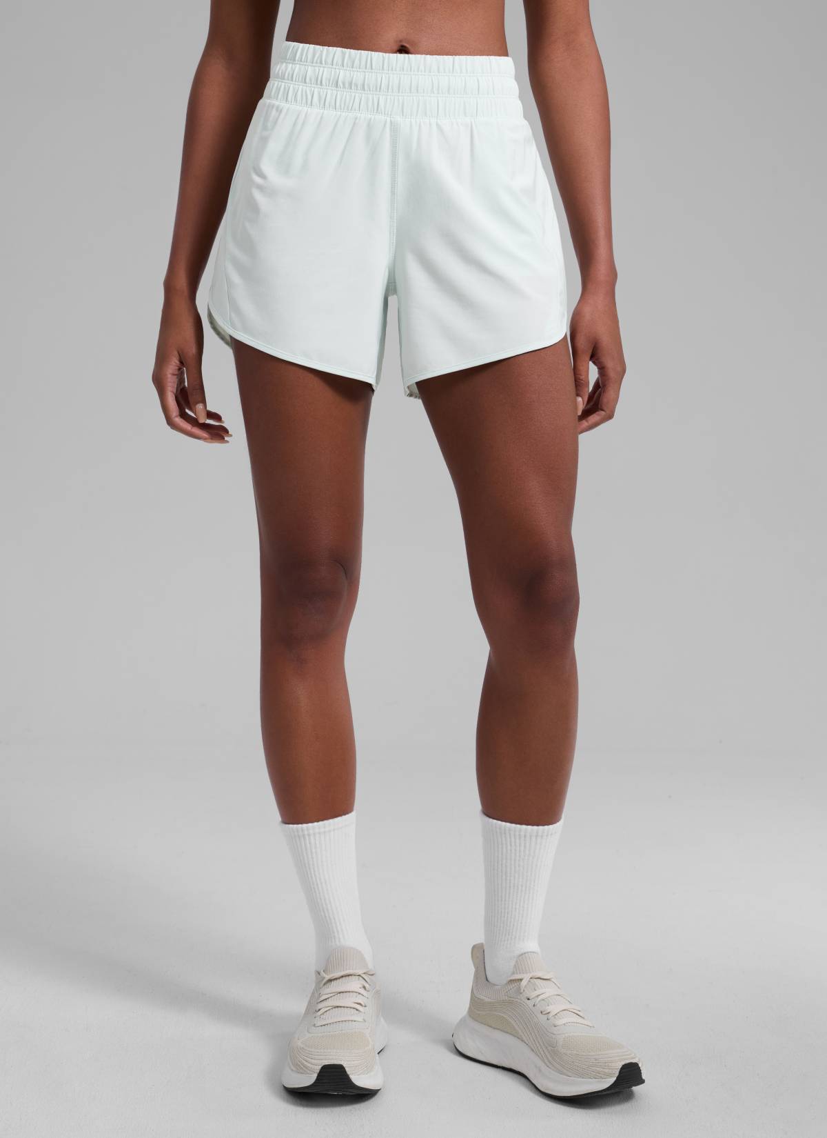 CRZ YOGA Women's Running Mid Rise Feathery-Fit Mesh Liner Shorts 5'' Ocean Air