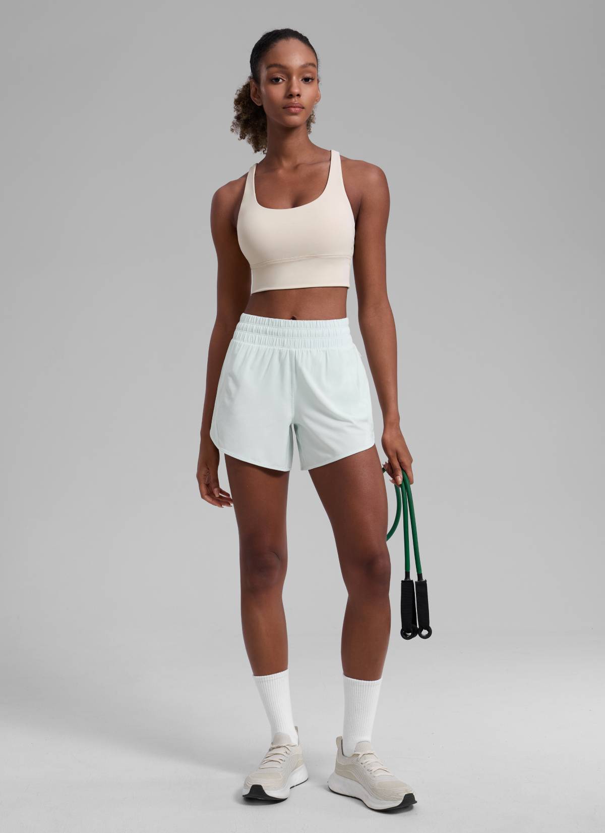 CRZ YOGA Women's Running Mid Rise Feathery-Fit Mesh Liner Shorts 5'' Ocean Air