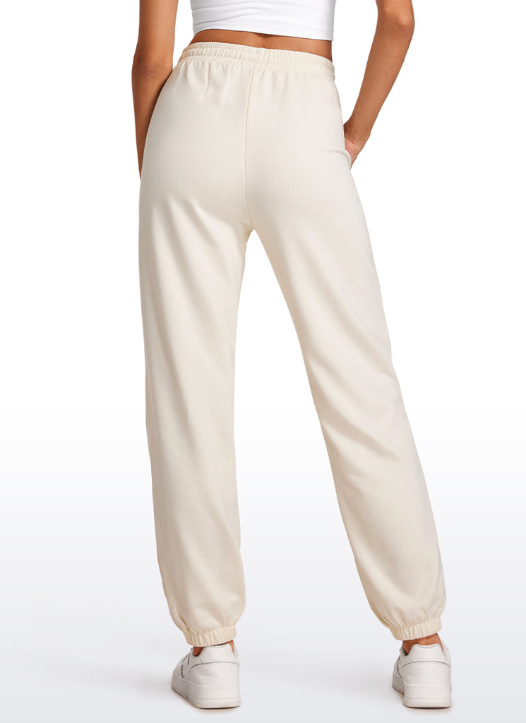 CRZ YOGA Womens French Terry High Rise Down the Street Sweatpants 28'' White Apricot