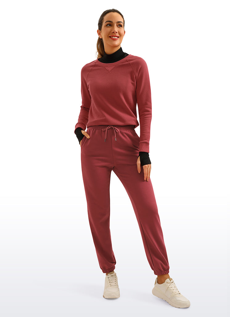 CRZ YOGA Womens French Terry High Rise Down the Street Sweatpants 28'' Grey feather green