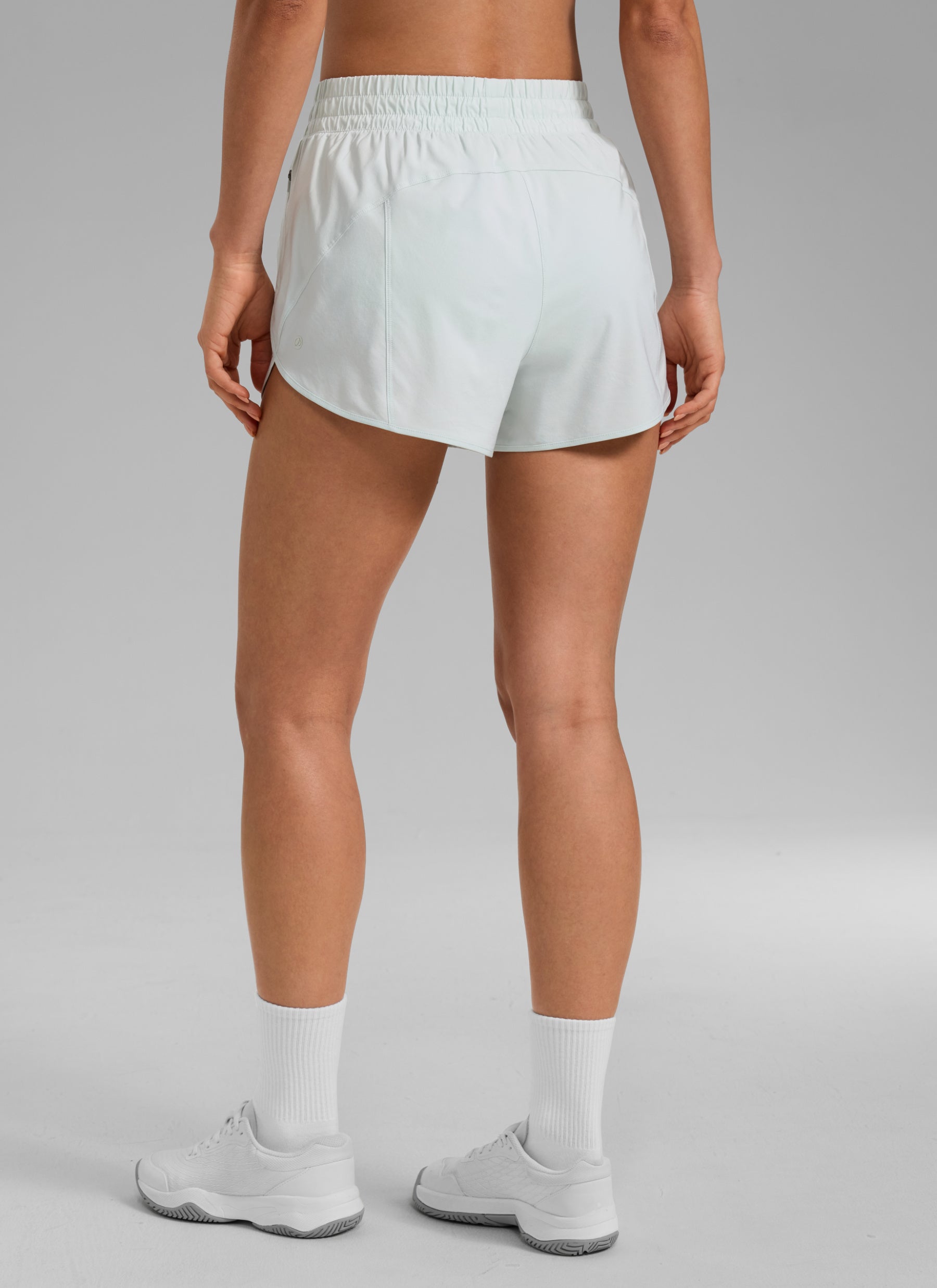 CRZ YOGA Women's Running High Waisted Mesh Lined Shorts 3'' Ocean Air @model_info:K