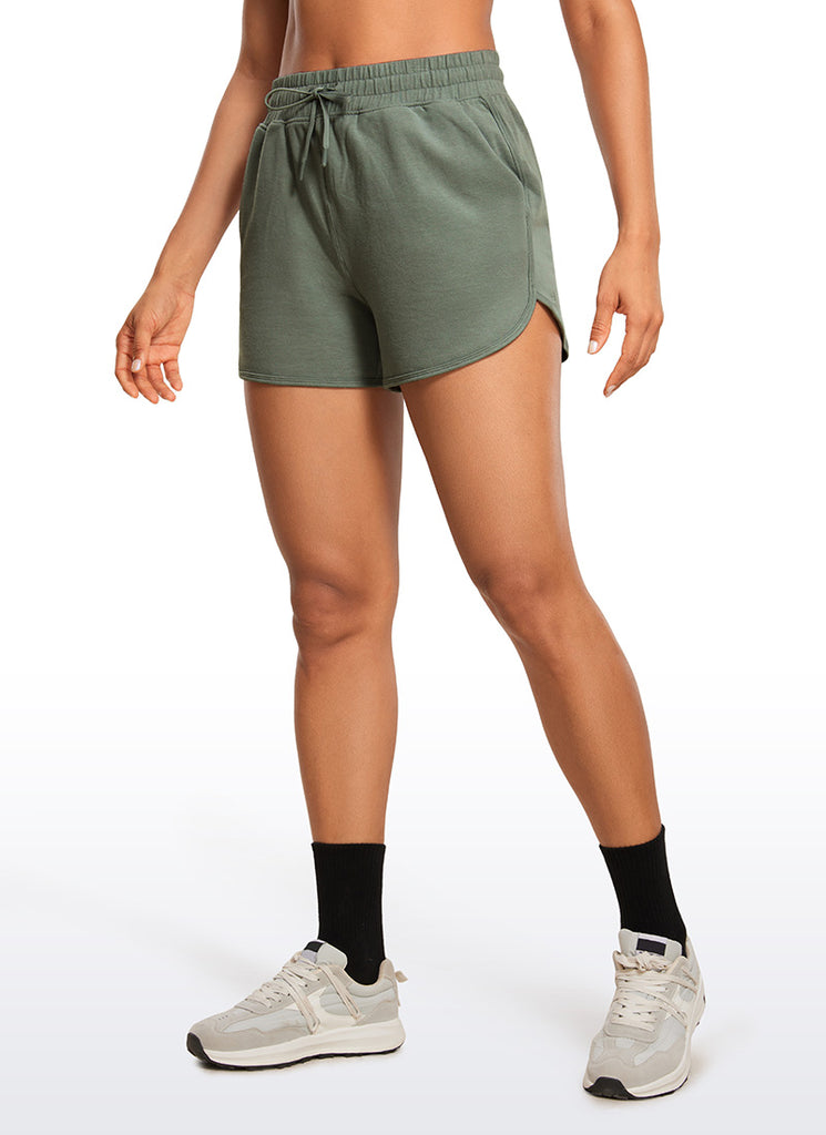 CRZ YOGA Womens Lounge French Terry Amenity Dolphin Sweat Shorts 3.5'' True Navy